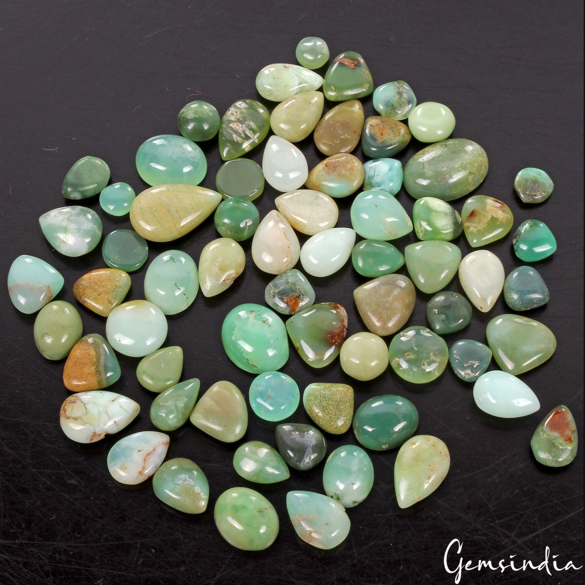 117.90 Cts/67 Pcs Natural Untreated Green Chrysoprase Mix Shape Loose Gems Lot