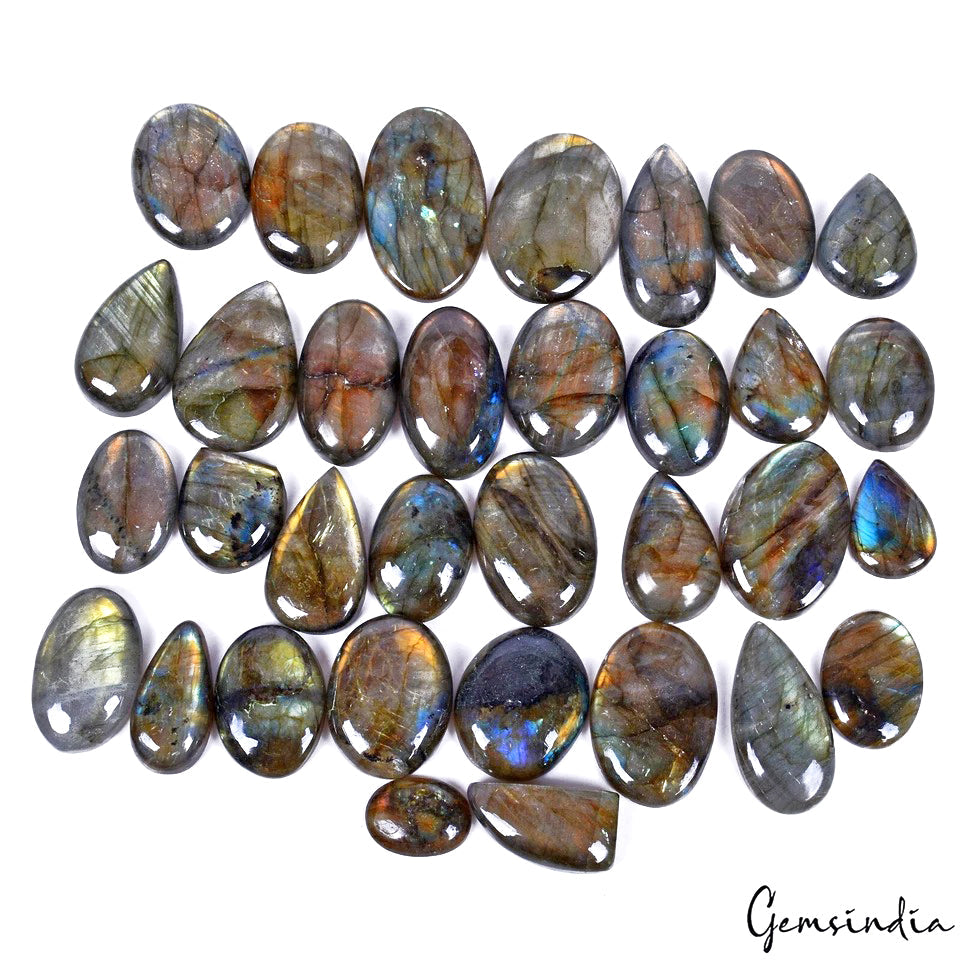 870 CtS/33 Pcs Natural Untreated Color Play Multi Shine Labradorite Mix Cab Gems