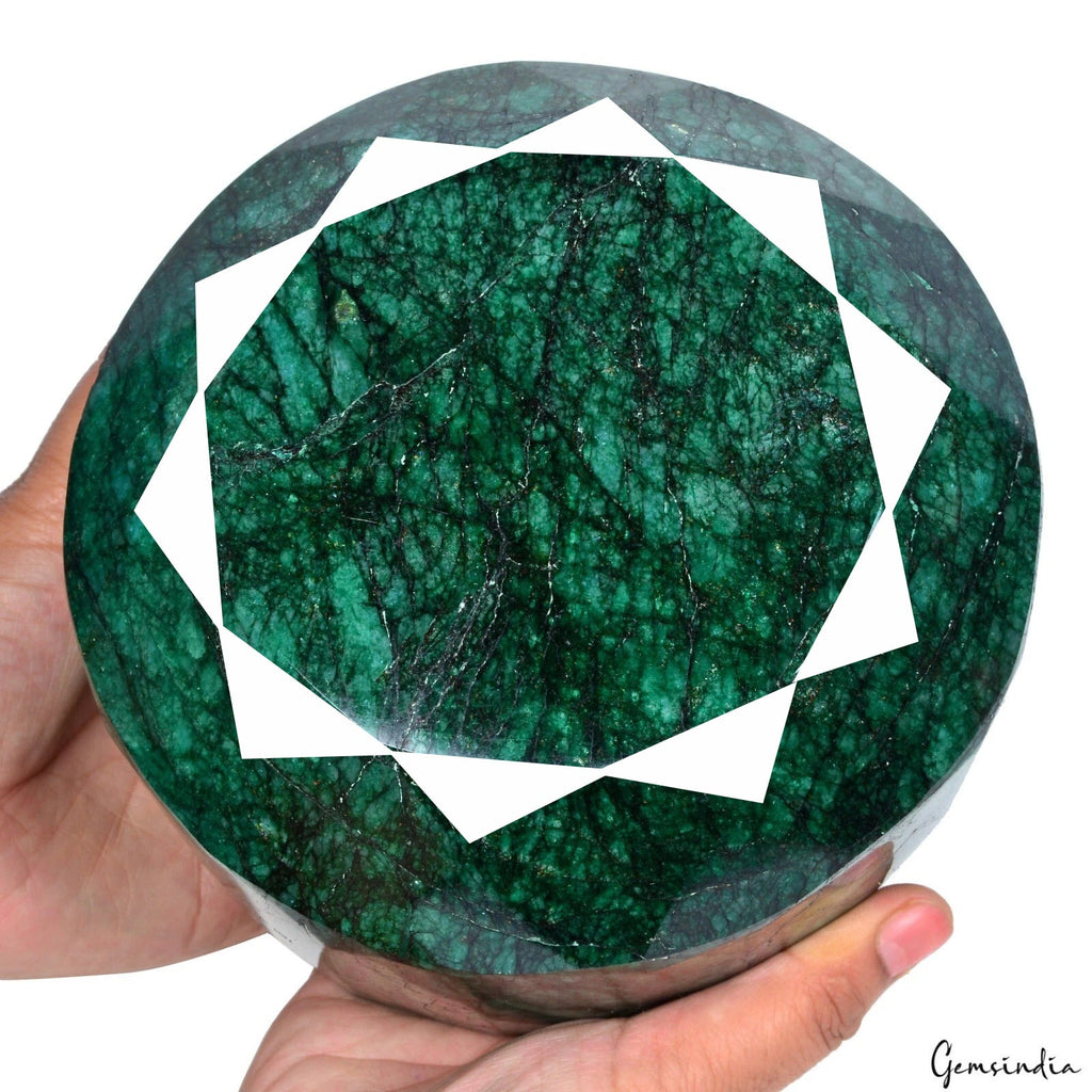 Collector's Grade 5.9 Kilo Natural Green Emerald From Brazil Round Cut Gemstone