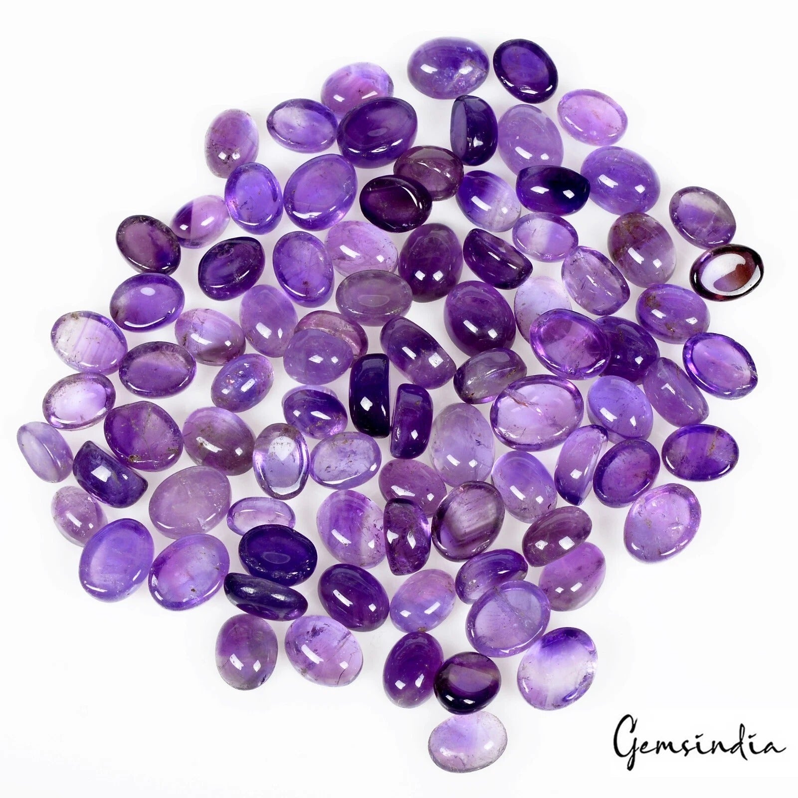 Certified 152.70 Ct/88 Pcs Natural Untreated Purple Amethyst Oval Cab Loose Gems