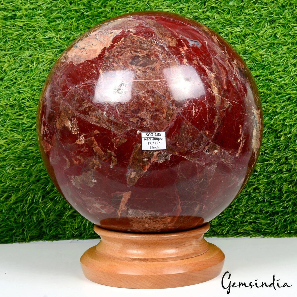 17.7 Kilo Natural Untreated Red Jasper Sphere 9"Crystal Healing Mineral Huge Gem