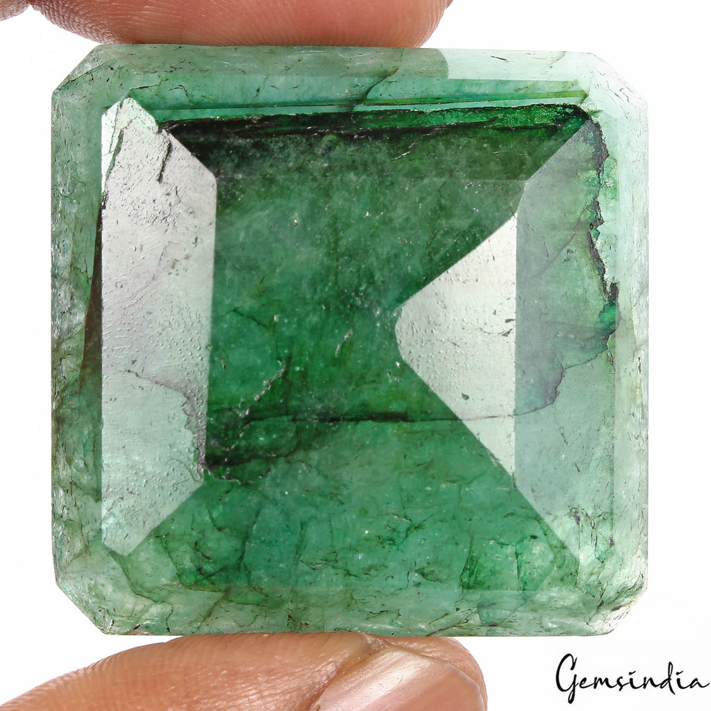 Certified 165.60 Cts Natural Brazilian Green Emerald Octagon Cut Gem For Pendant