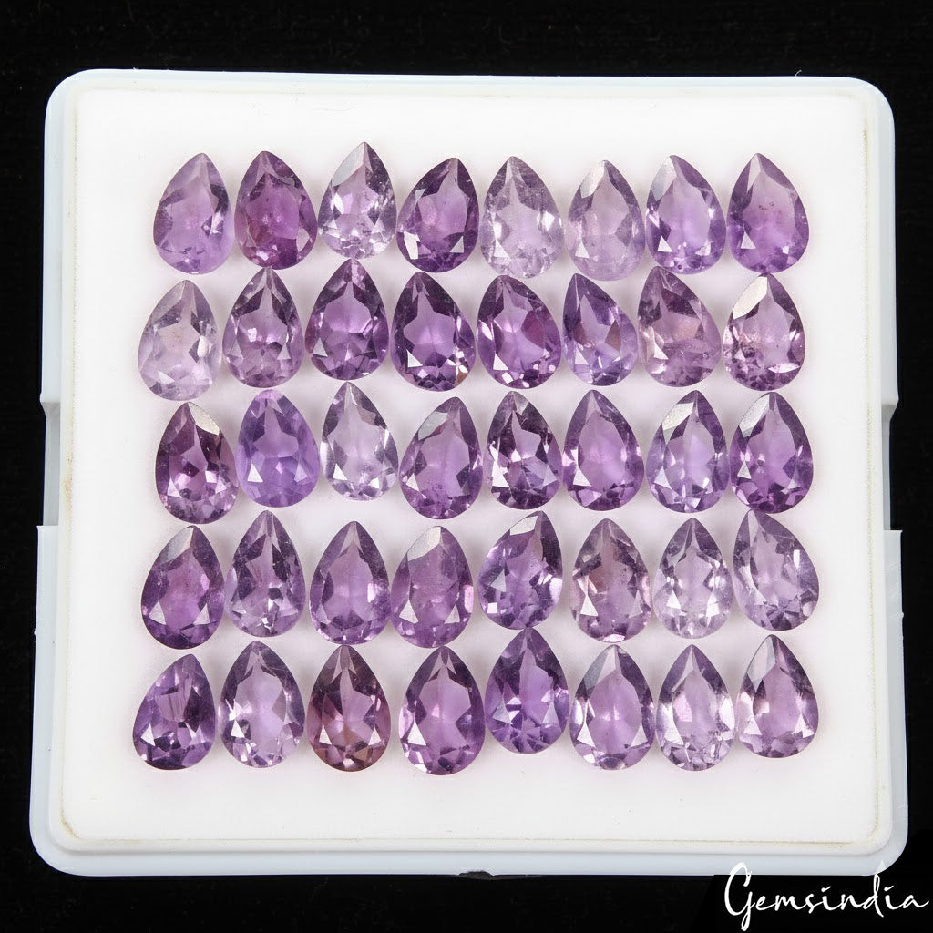 40 Pcs Natural Purple Amethyst Pear Shape 9mmx5mm Calibrated Loose Gemstone Lot
