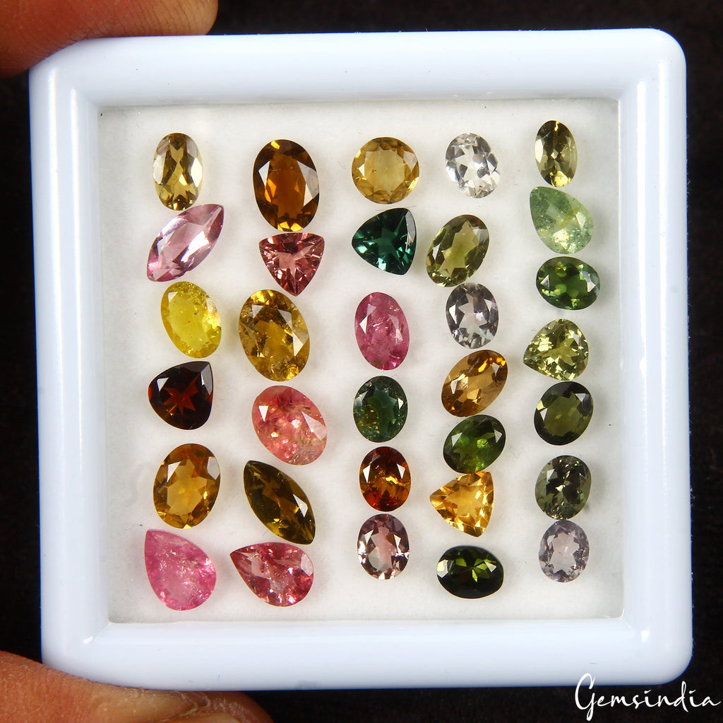 Natural Multi Tourmaline Mix Shape Cut Loose Gemstone Lot 4-8mm 15 Cts 32 Pcs