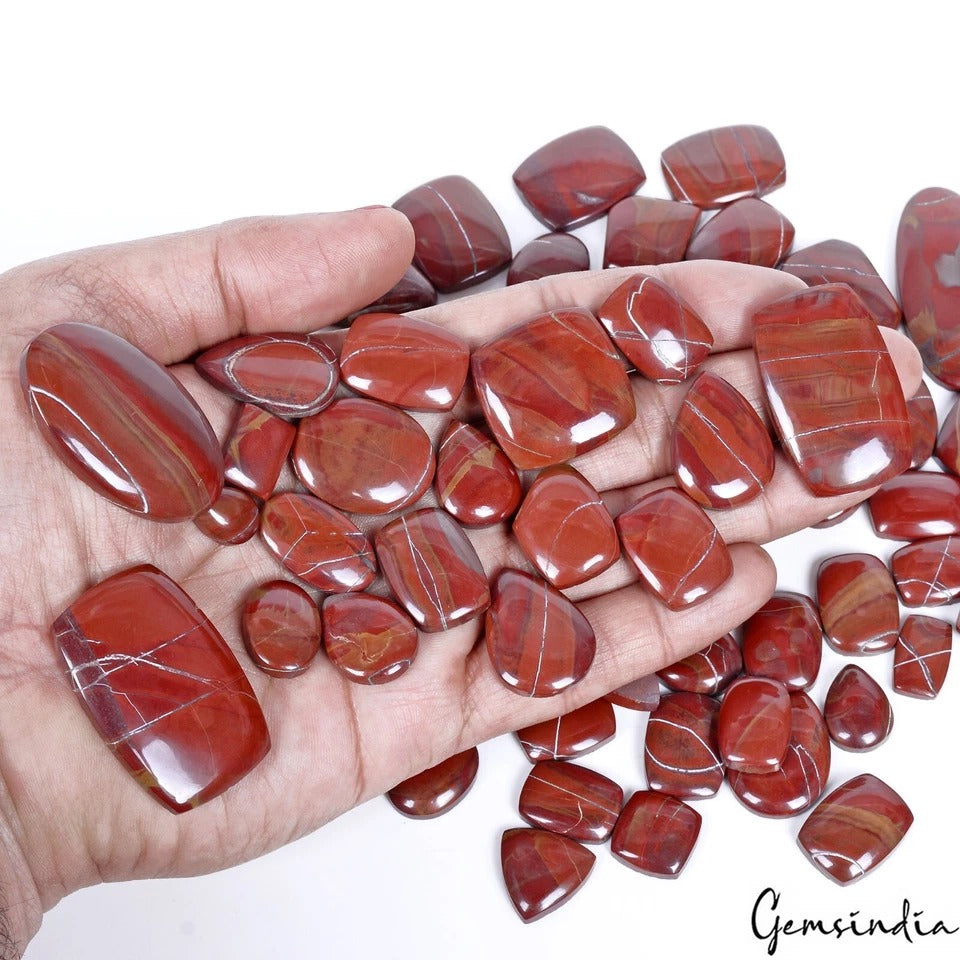 1100 Cts/62 Pcs Natural Untreated Red Jasper Mix Cab Wholesale Gems For Jewelry