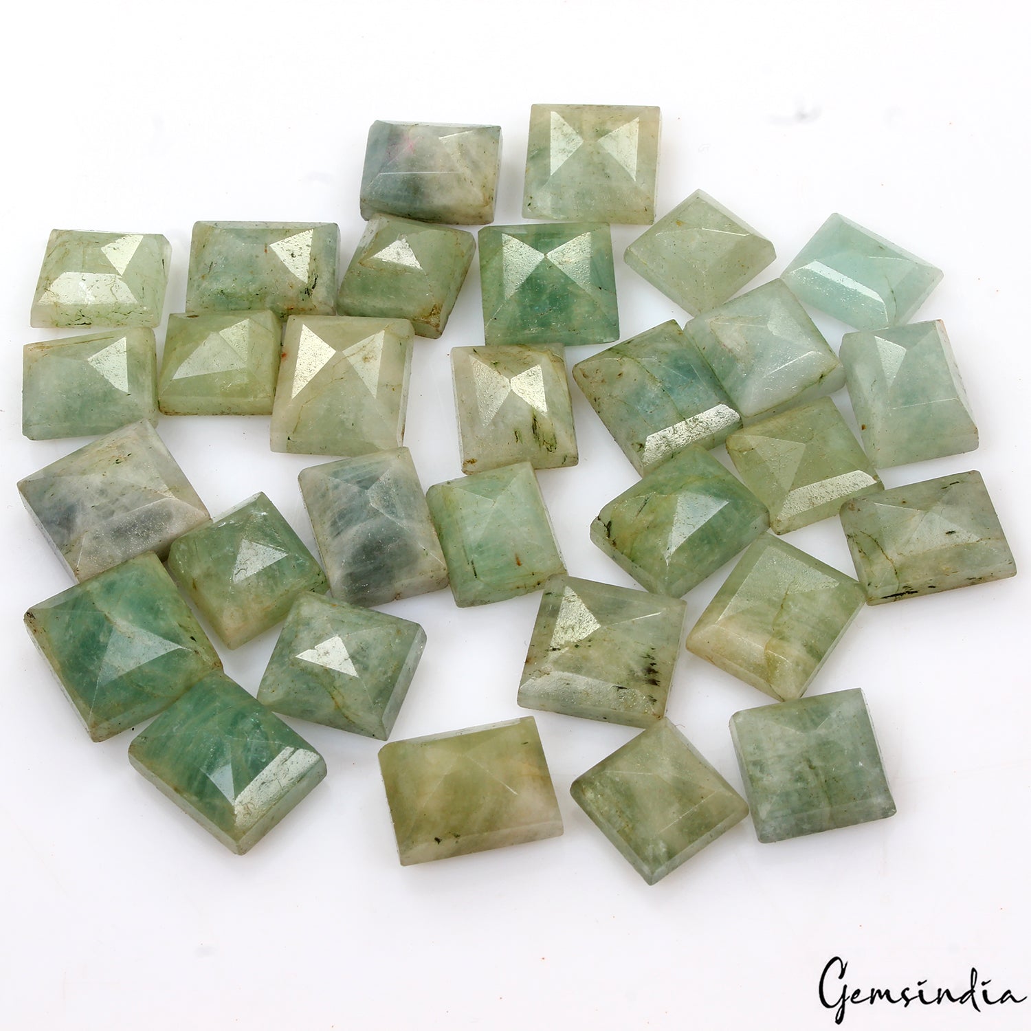 380 Cts/30 Pcs Natural Untreated Green Beryl Aquamarine Mix Cut Loose Gemstones