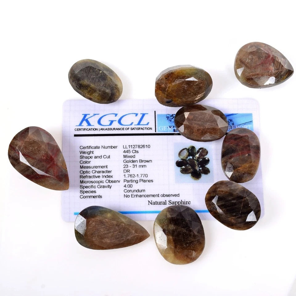 Sapphire Lot, Loose Gemstone, Untreated, Brown — 9 Pieces, 23mm to 31mm, 445 Ct, Madagascar