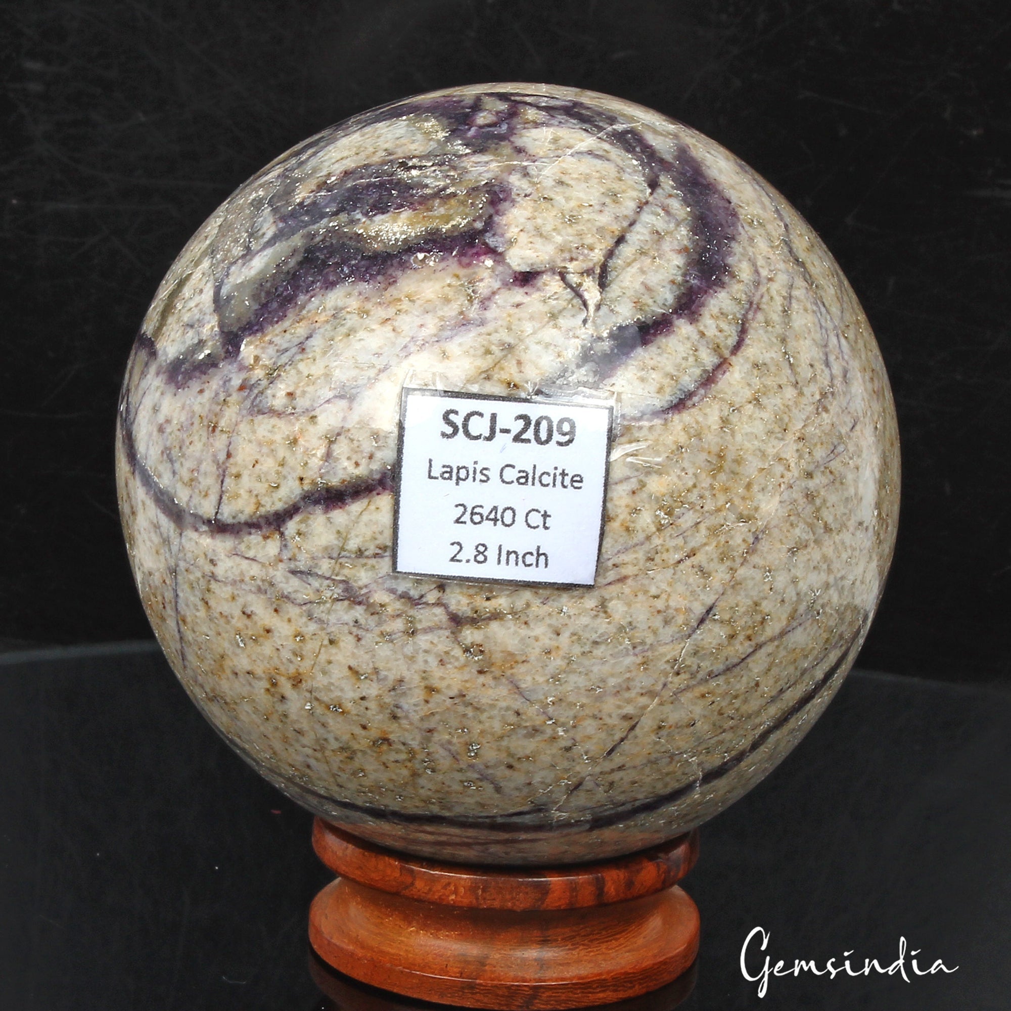 2640 Ct Natural Untreated Multicolor Lapis Calcite Metrix Healing Sphere W Stand