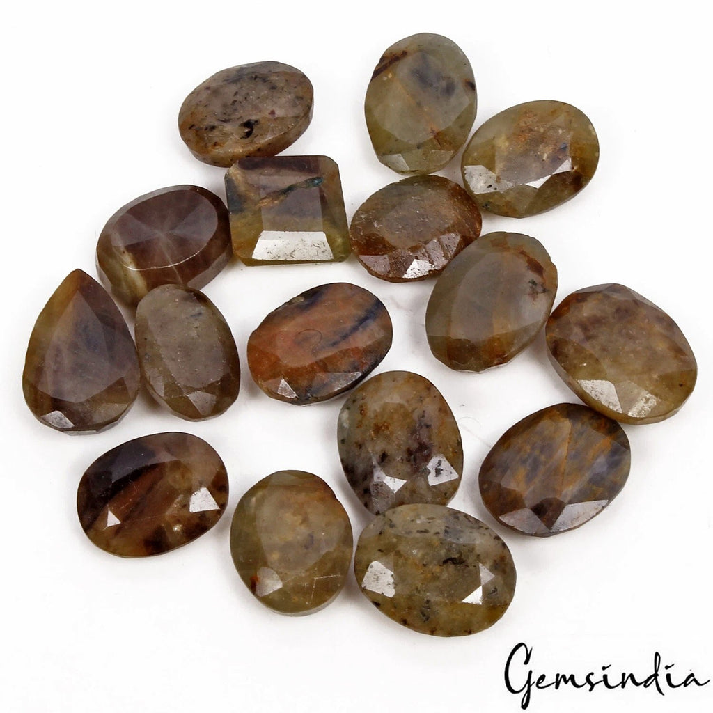 16 Pcs Natural Untreated Brown Sapphire Mixed Cut 11mm-16mm Loose Ring Size Gems