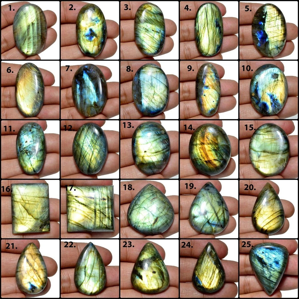 1840 Cts/25 Pcs Natural Untreated Multi Shine Labradorite Mix Cab Loose Gems Lot