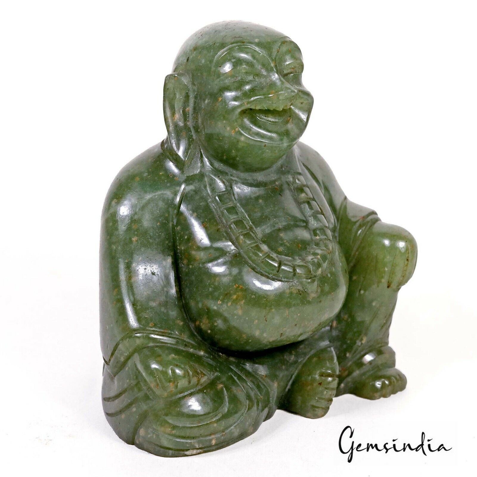 Aventurine Buddha Figurine, Untreated — 76 x 63 x 46mm, 1430 Ct, Madagascar