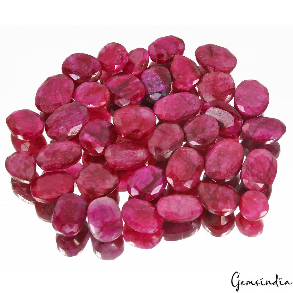Bixbite Lot, Loose Gemstone, Color Enhanced, Red — 36 Pieces, 11mm to 19mm, 440 Ct