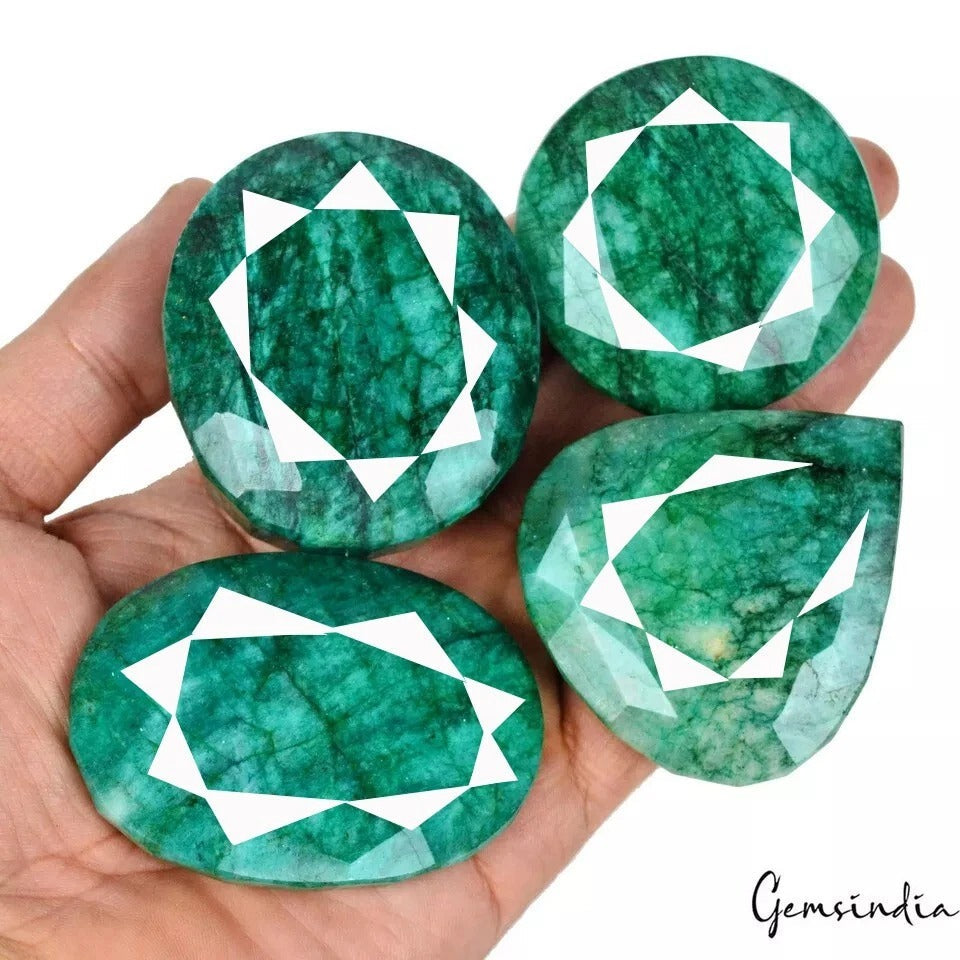 2070 Ct Natural Brazil Green Emerald Earth Mined Huge Mix Faceted Gemstones Lot
