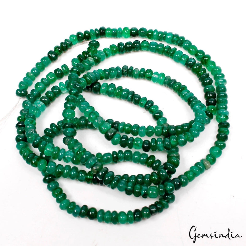 32"Long Strand Natural Emerald 3-4mm Stunning Green Round Drilled Cabochon Beads