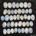 700 Cts/40 Pcs Natural Untreated White Moonstone Mixed Cab Loose Gems 19-25mm