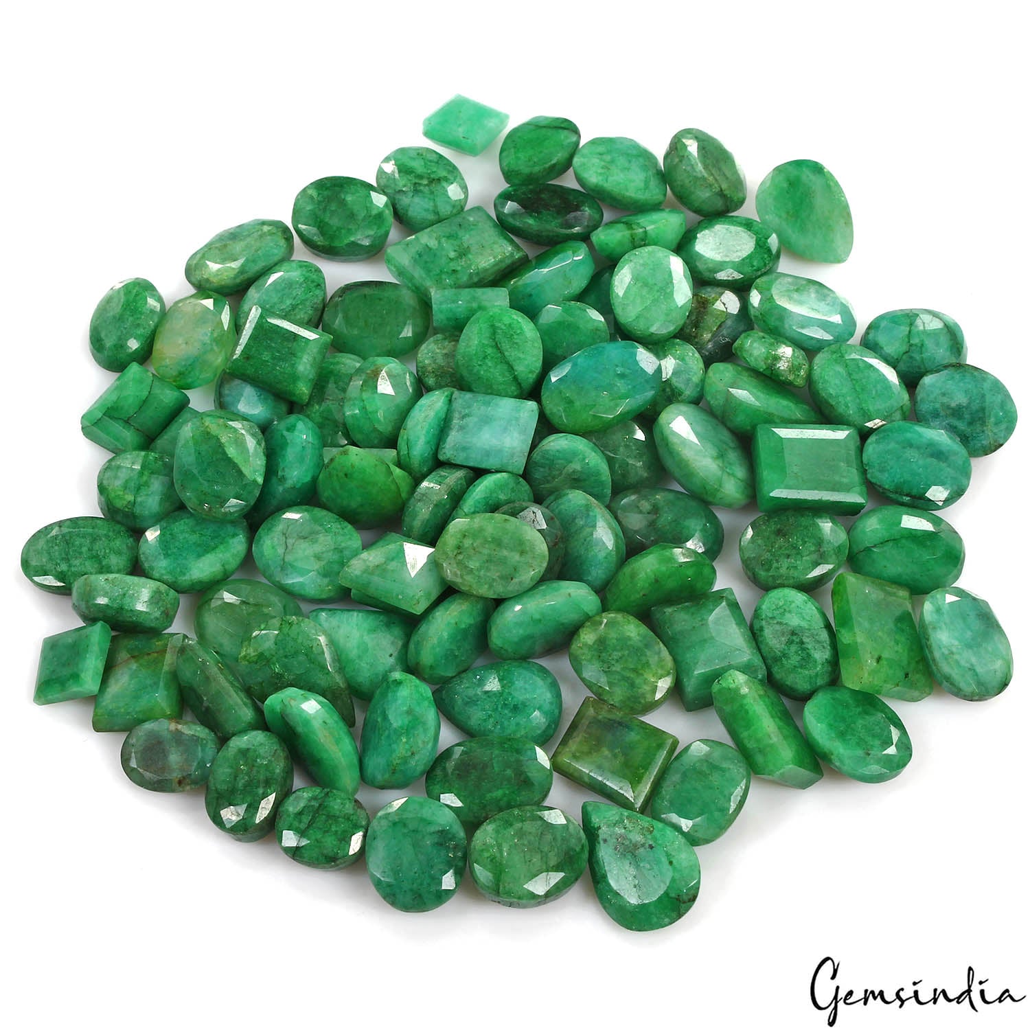 Brazilian Emerald Lot, Loose Gemstone, Color Enhanced, Green — 93 Pieces, 10mm to 20mm, 1000 Ct, Brazil