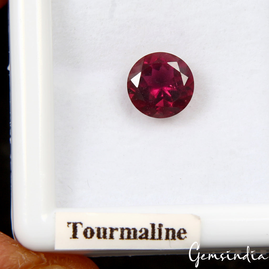 Certified 6mm Round Cut Red Tourmaline (Rubellite) 0.90Ct Genuine Loose Gemstone