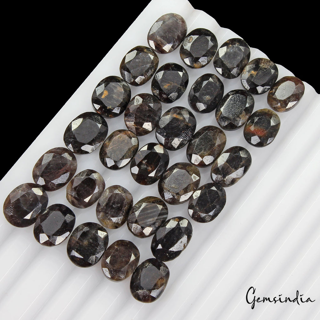 30 Pcs Natural Untreated Black Sapphire 11mm-13mm Loose Oval Ring Size Gemstones