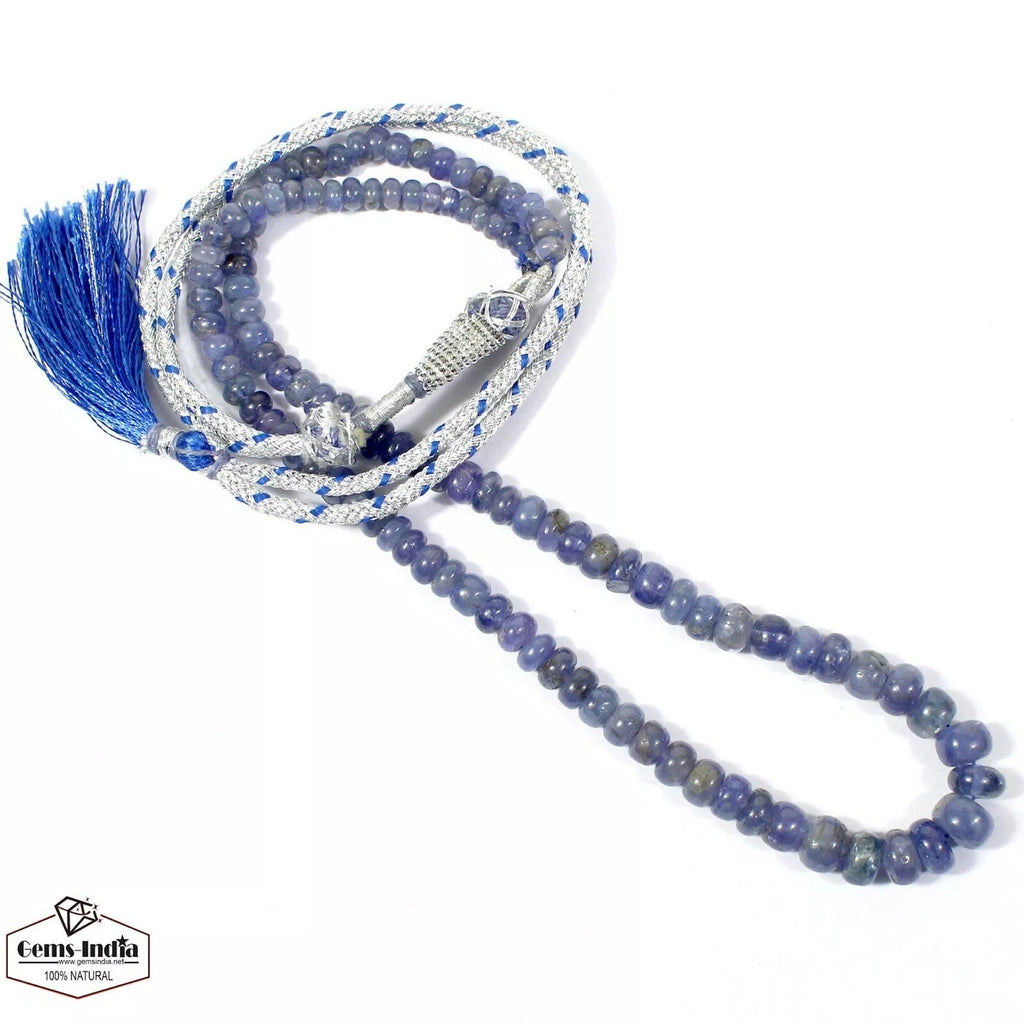 Women Jewelry 215 Cts Natural Round Cab Blue Tanzanite Real Beads Necklace 21 In