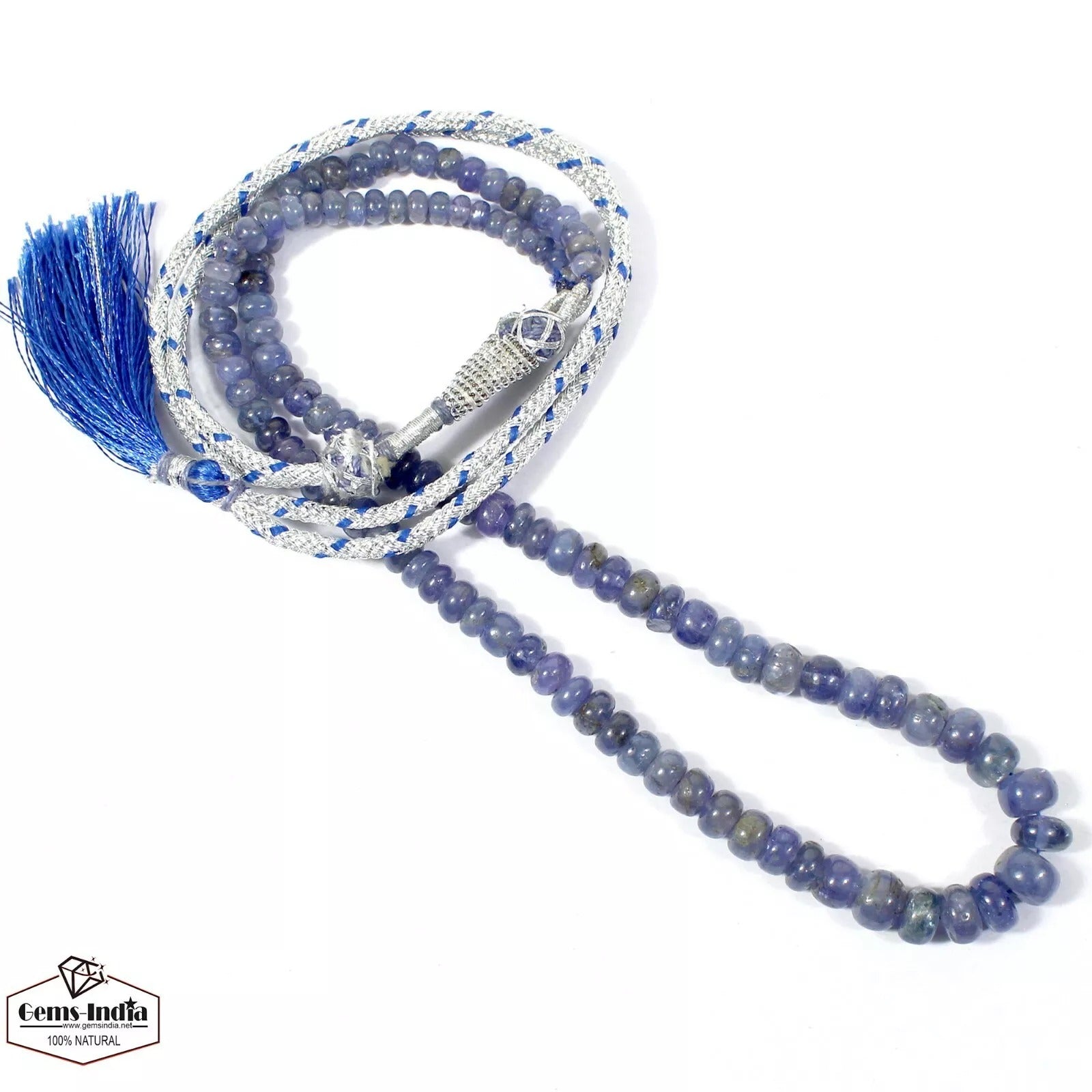 Women Jewelry 215 Cts Natural Round Cab Blue Tanzanite Real Beads Necklace 21 In