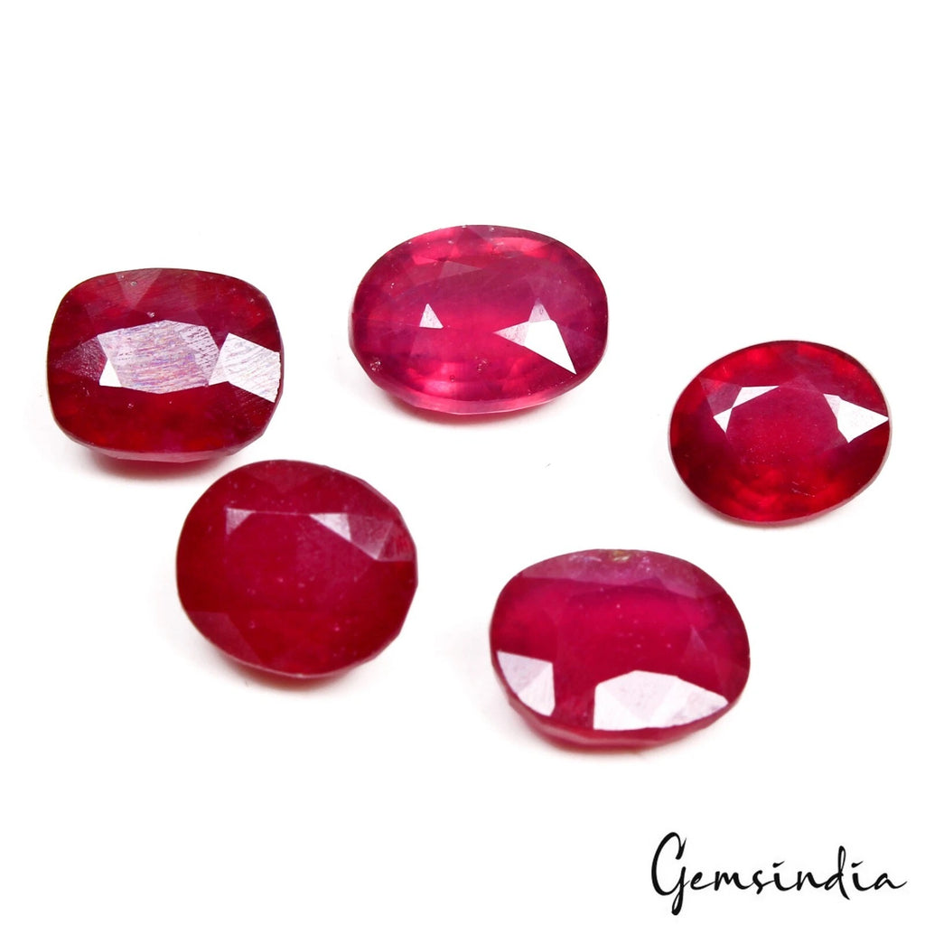 Ruby Lot, Loose Gemstone, Heated — 5 Pieces, 10mm to 12mm, 30.70 Ct, Mozambique