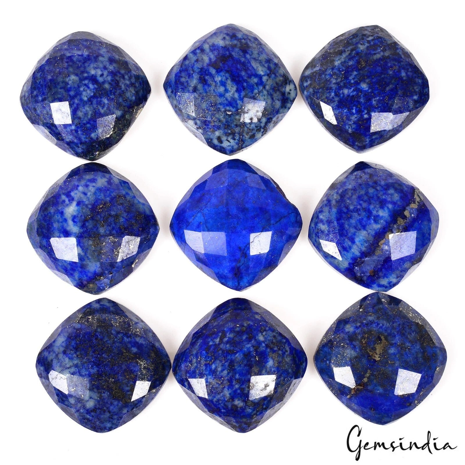 415 Cts/9 Pcs Natural Blue Lapis Lazuli Cushion Checker Calibrated 23mm Gems Lot