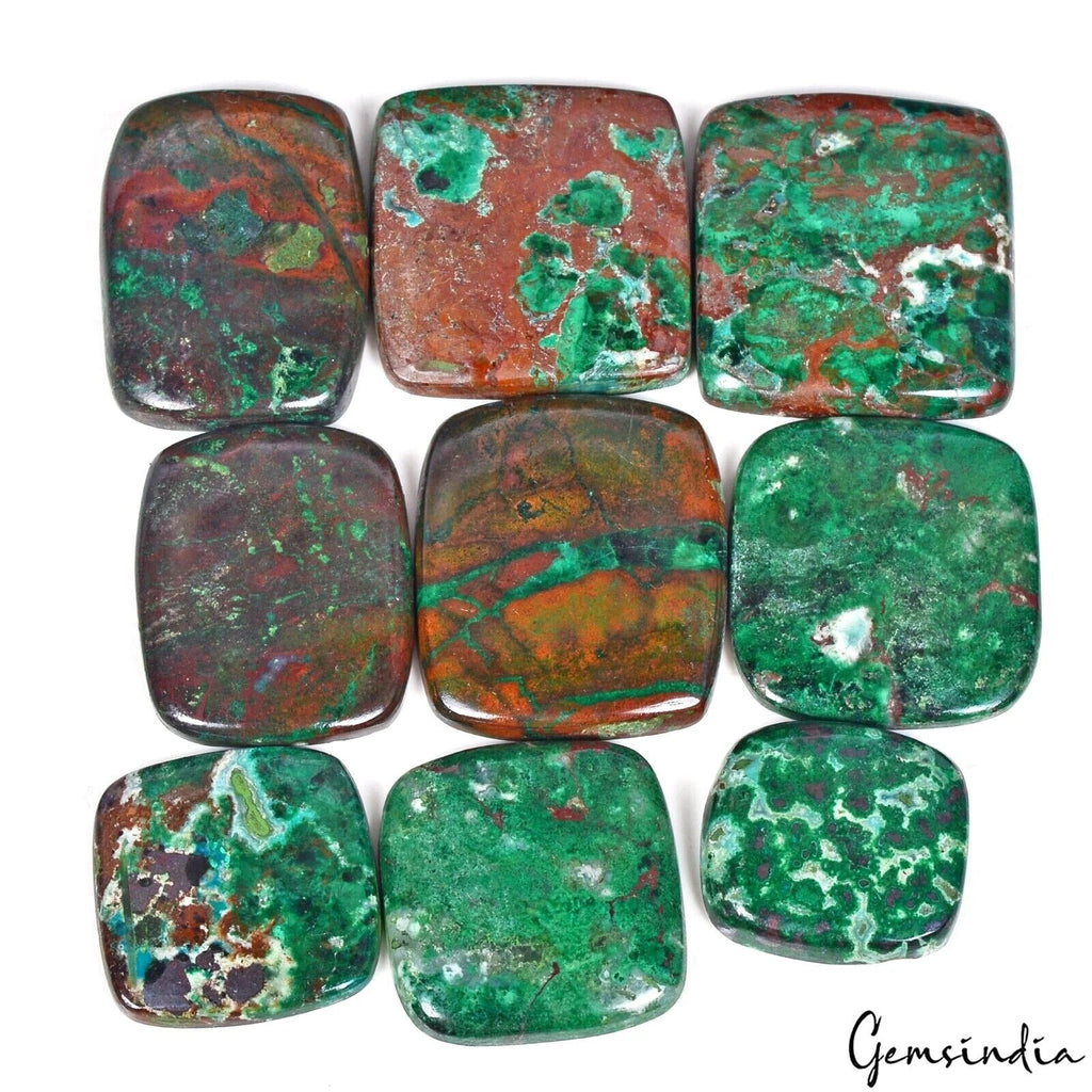 450 Cts/9 Pcs Natural Untreated Bi Color Chrysocolla Cushion Cab Loose Gems Lot