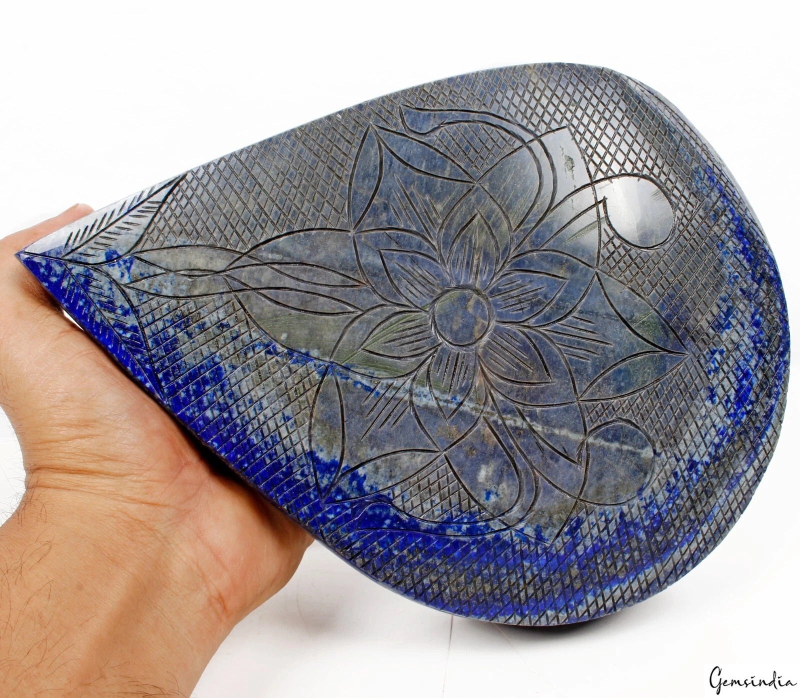 Lapis Lazuli Loose Gemstone, Color Enhanced, Blue — 9 x 6.6 x 2 Inch, 18900 Ct (3.78 Kg), Afghanistan