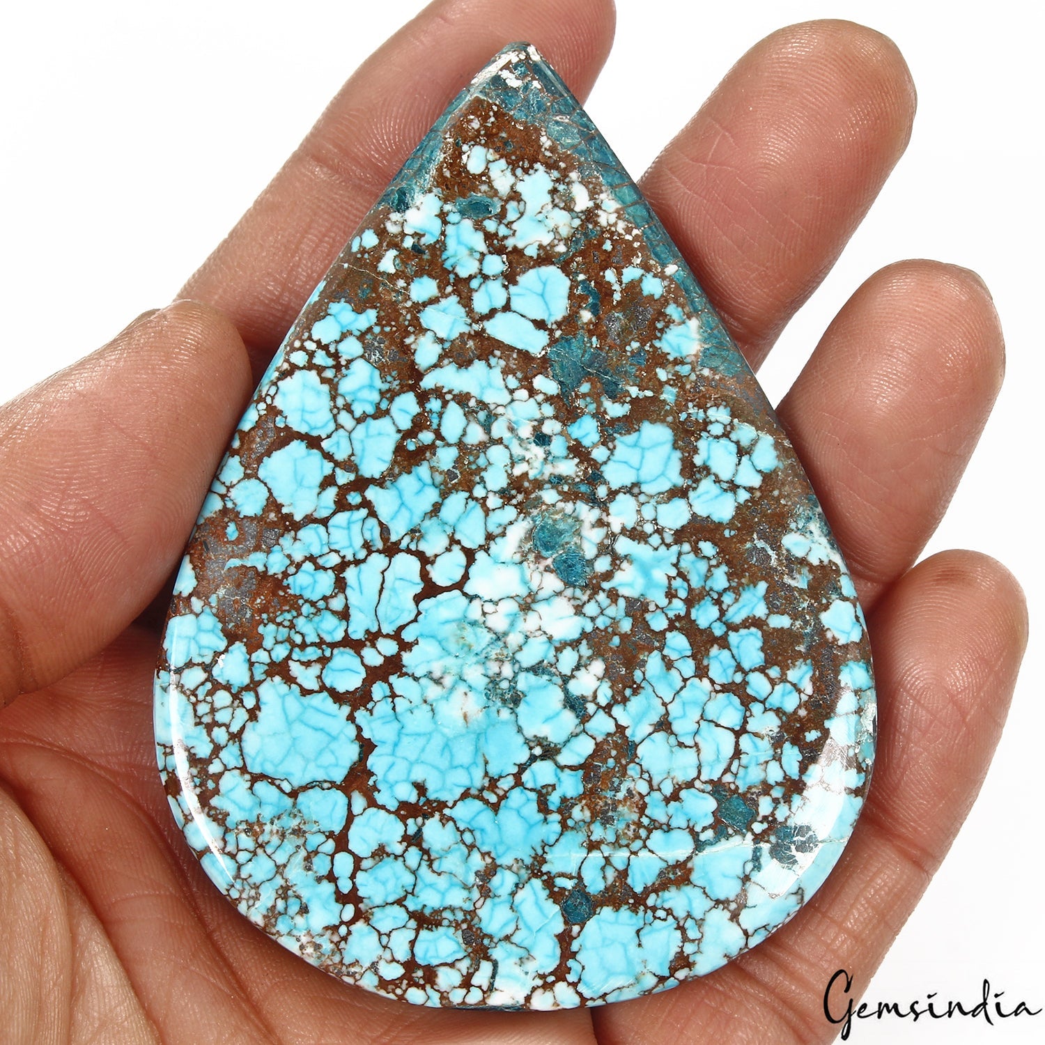 360 Ct Natural Blue Spiderweb USA Arizona Turquoise Pear Cab Loose Huge Gemstone