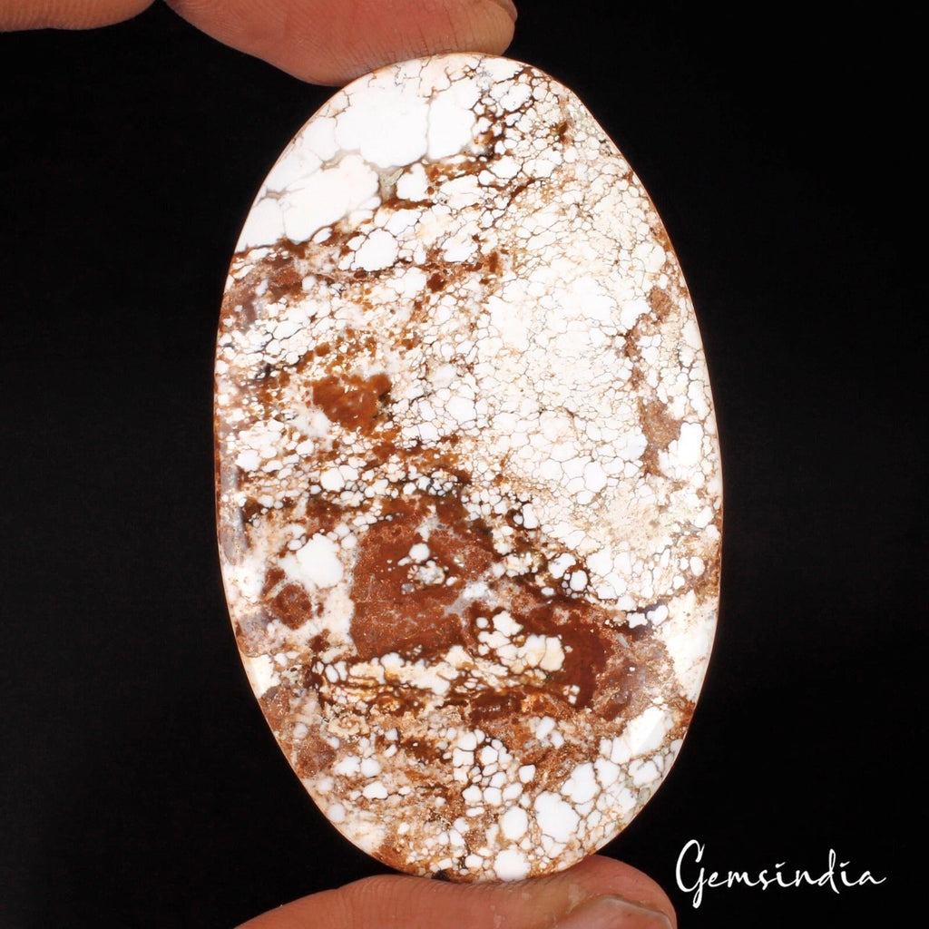 110 Cts Natural Untreated Nevada USA White Brown Buffalo Turquoise Oval Cab Gem