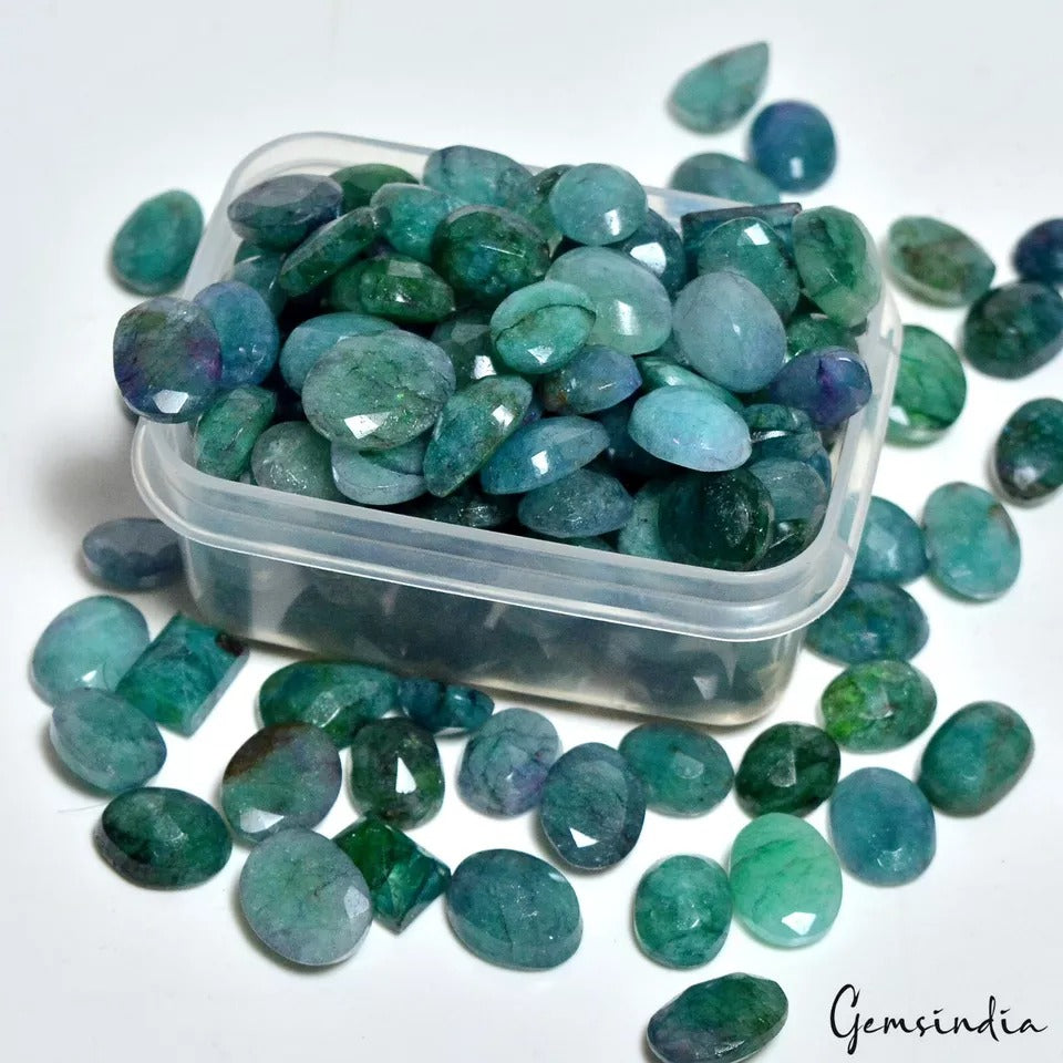 2000Ct Natural Brazilian Blue Green Emerald Mixed Size & Cut Loose Gemstones