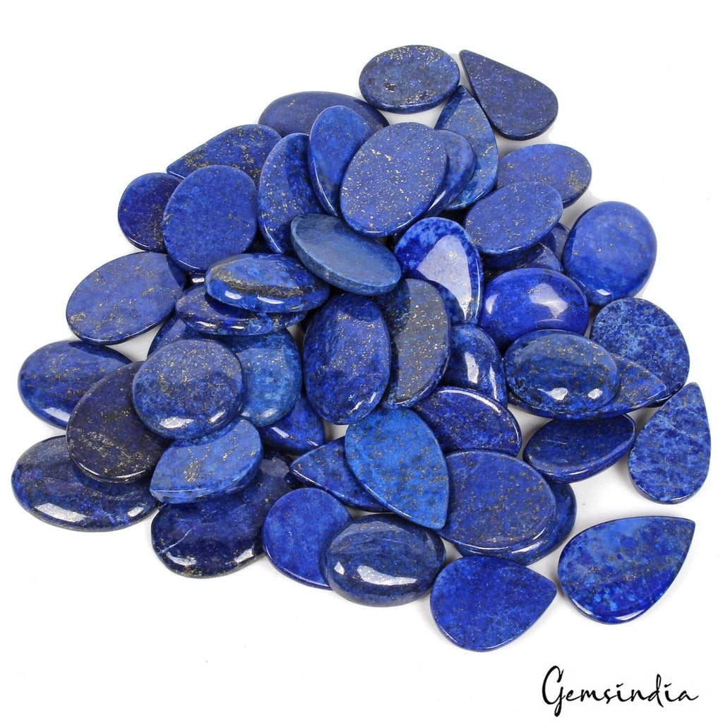 52 Pcs Natural Blue Lapis Lazuli 21-39mm Mix Cabochon Loose Gemstones 1360 Cts