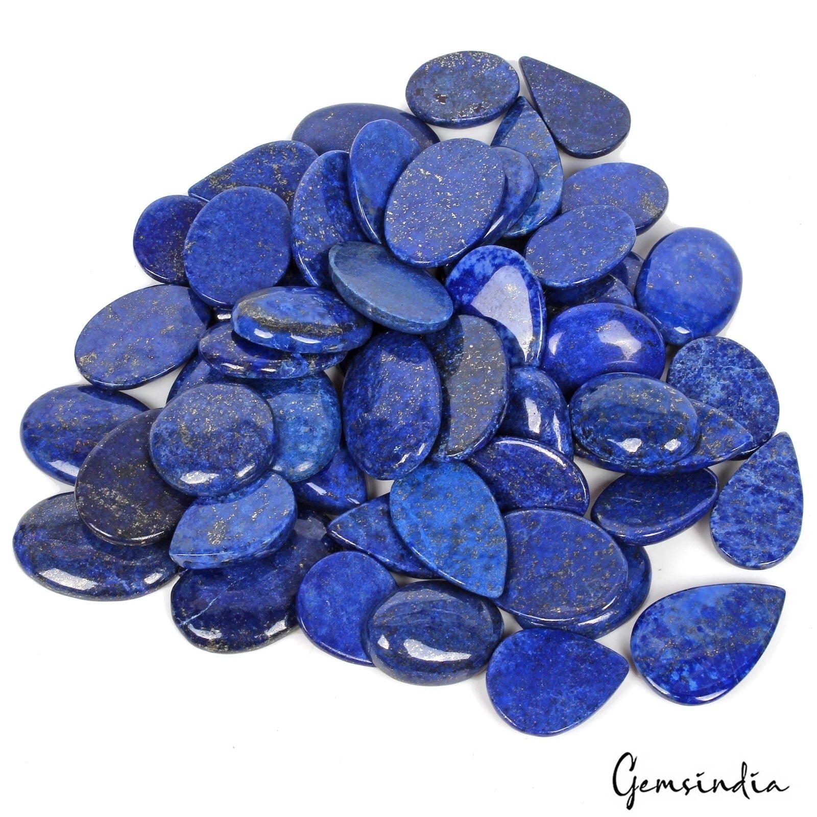 52 Pcs Natural Blue Lapis Lazuli 21-39mm Mix Cabochon Loose Gemstones 1360 Cts
