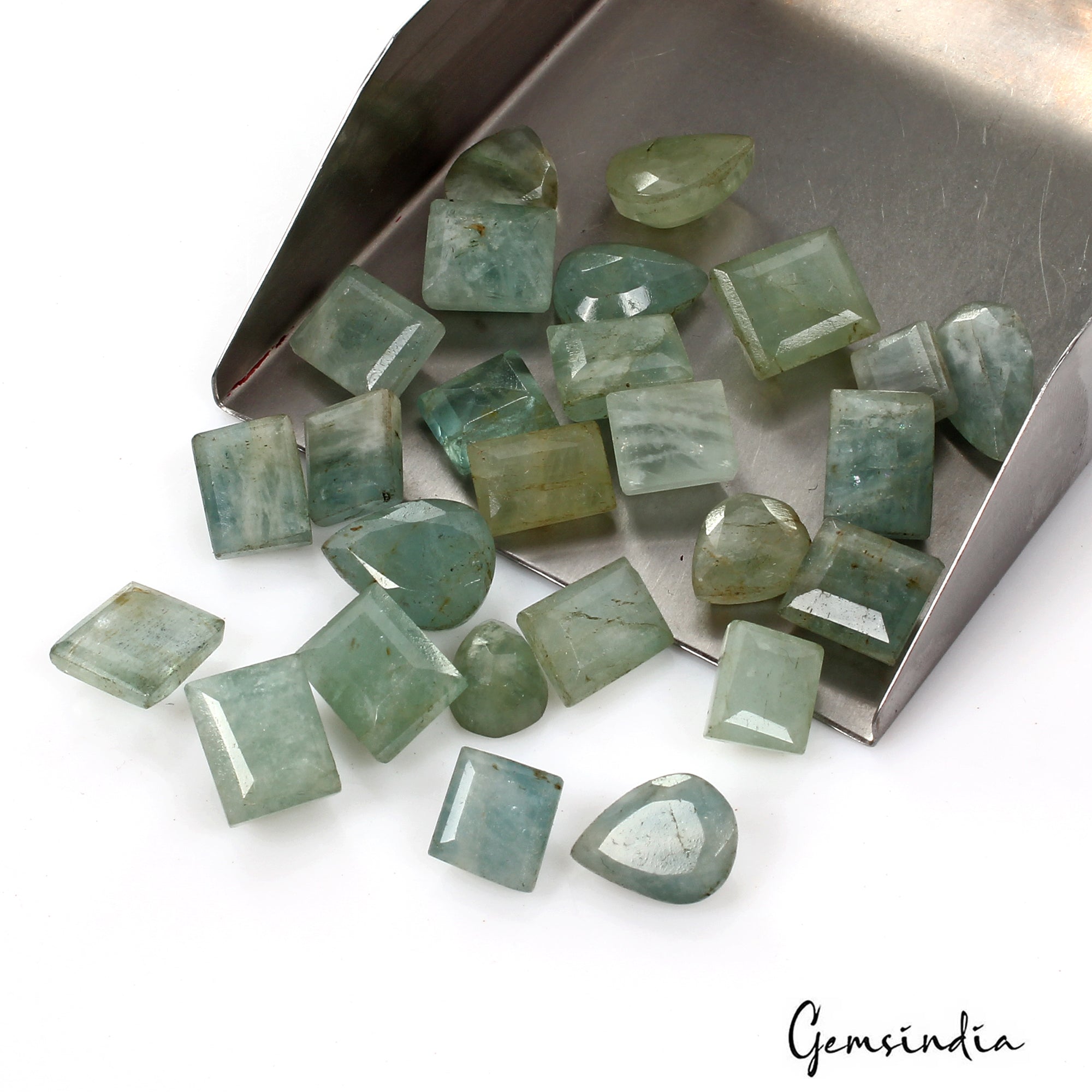 169.00 Ct Natural Untreated Aqua Green Aquamarine Mix Cut Loose Gems Lot 26 Pcs
