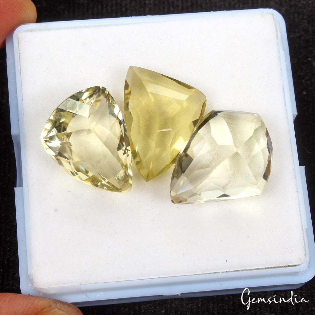 43.70 Cts/3 Pcs Natural Untreated Brazilian Yellow Citrine Fancy Cut Loose Gems