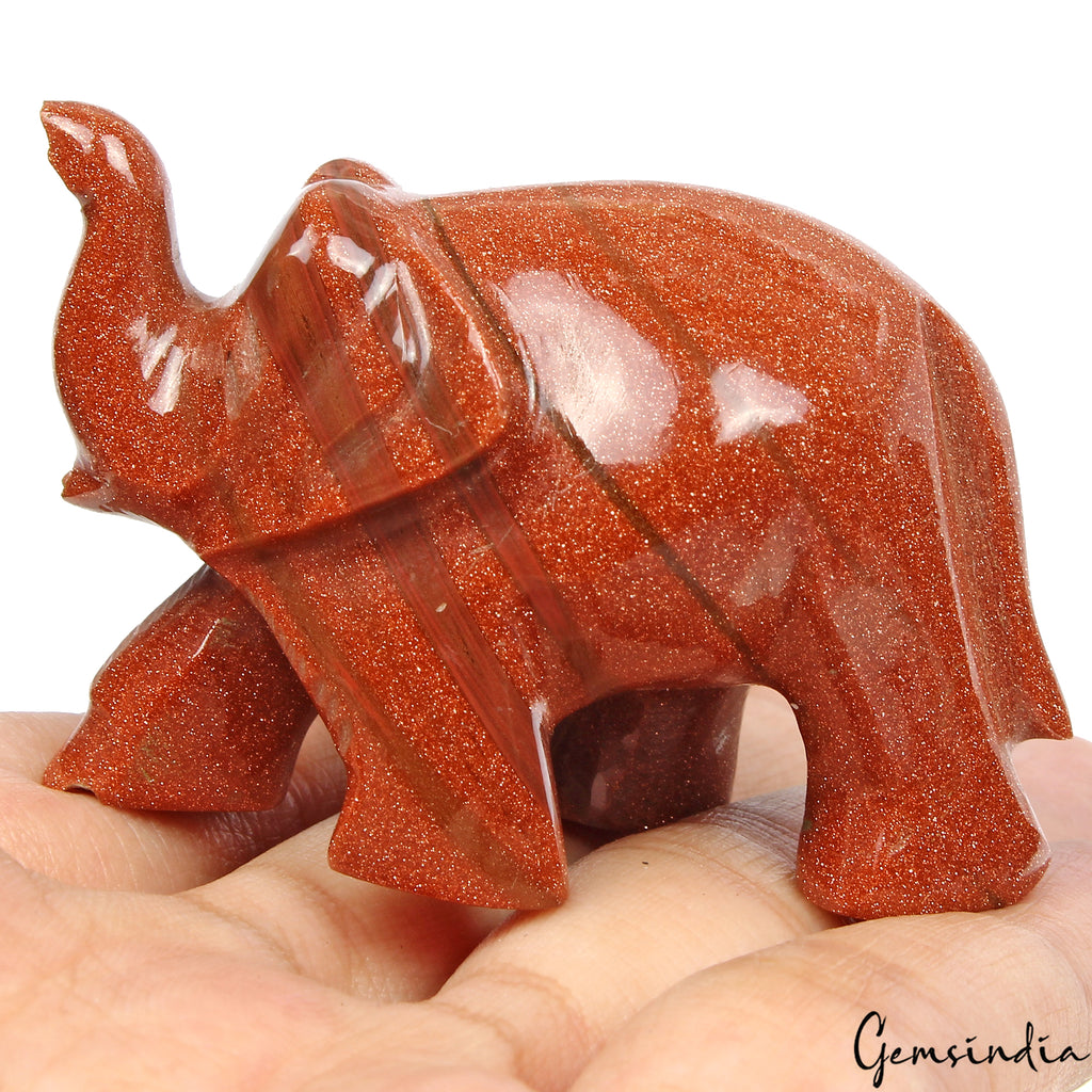 Sunstone Elephant Figurine, Untreated, Brown — 55x34x30 mm, 290 Ct, Madagascar