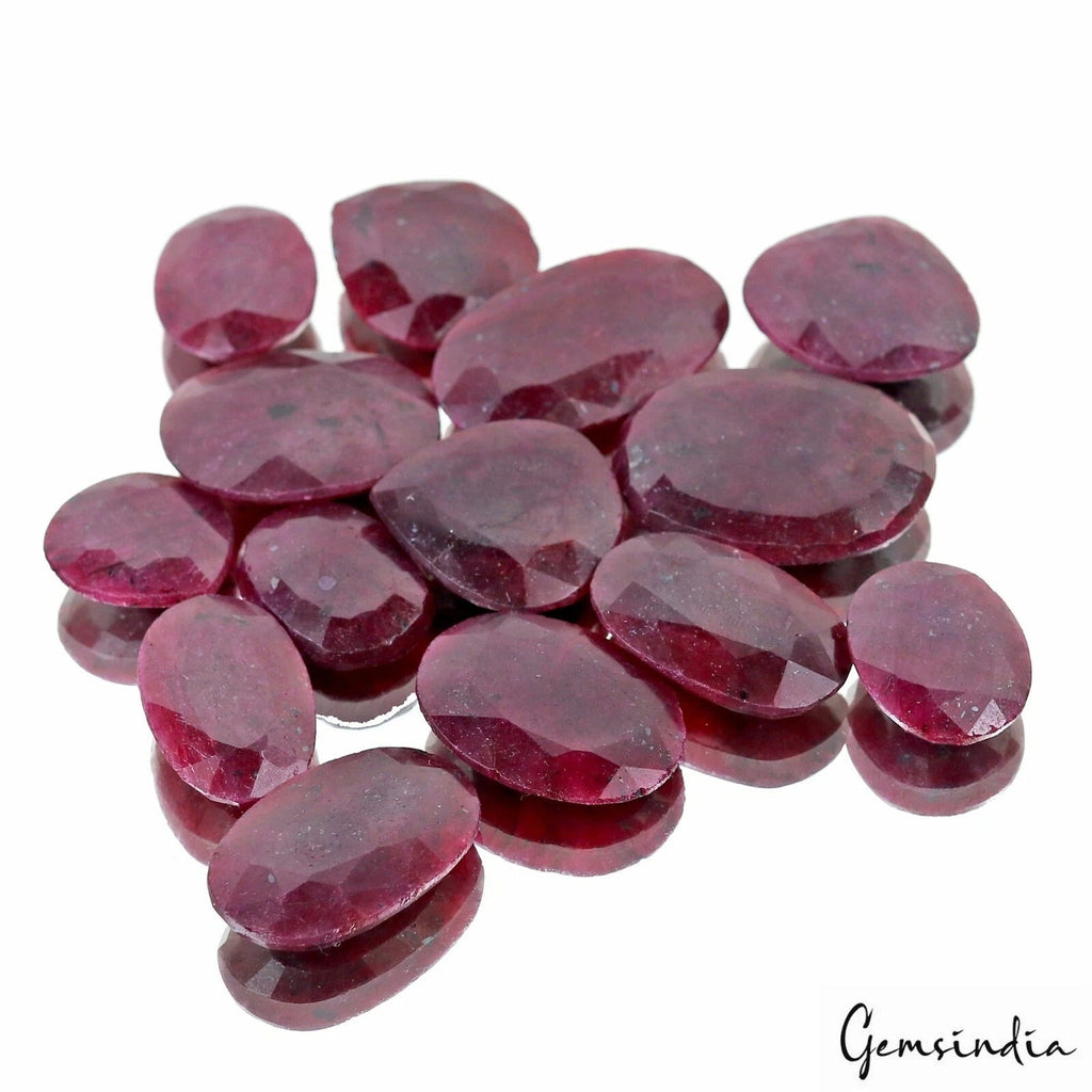 Certified 850 Cts/14 Pcs Natural Dark Red Ruby Oval Pear Loose Gems For Jewelry