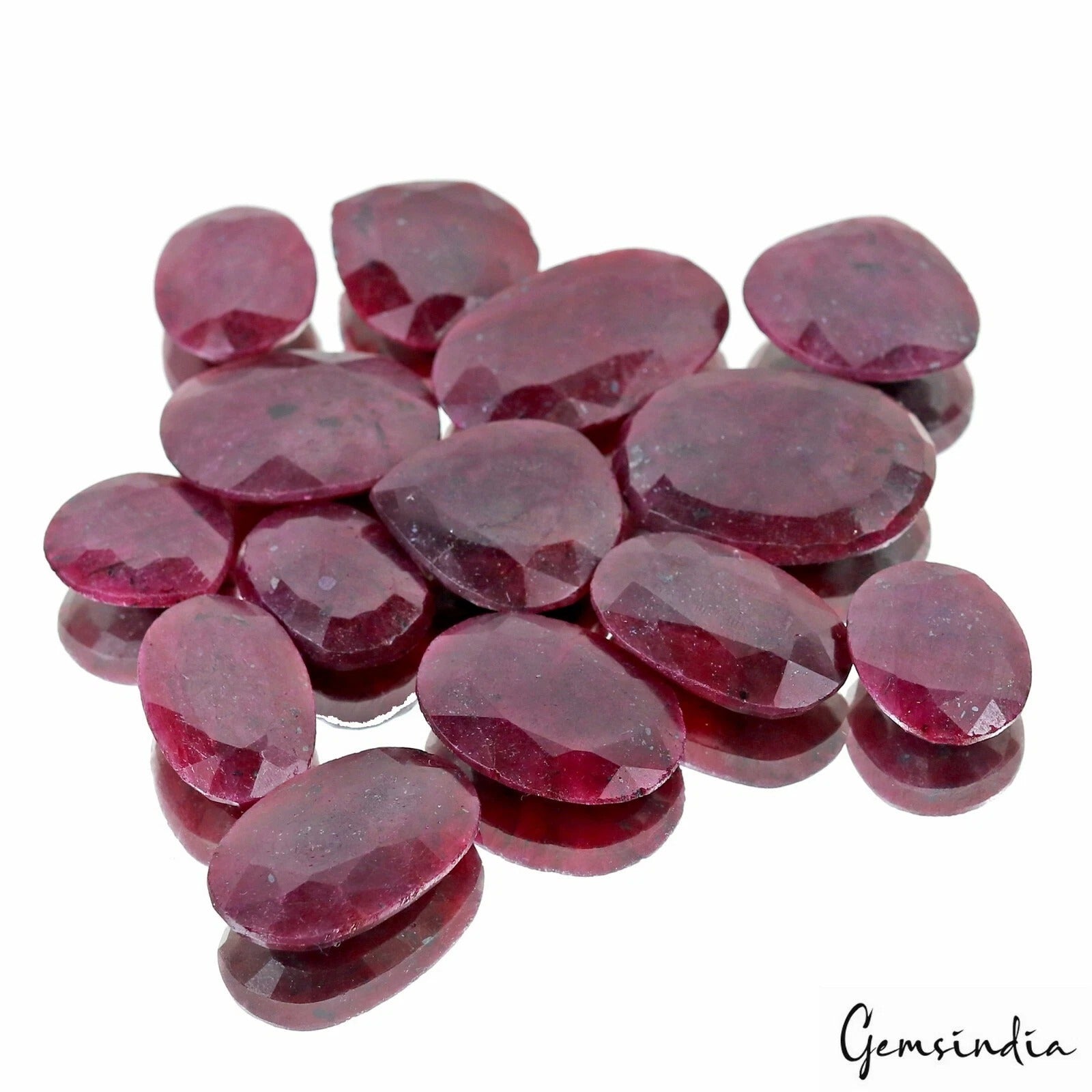 Certified 850 Cts/14 Pcs Natural Dark Red Ruby Oval Pear Loose Gems For Jewelry