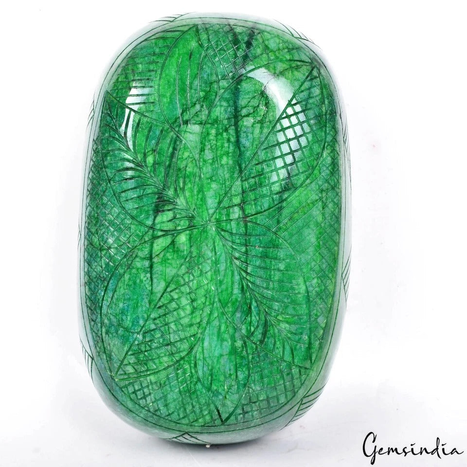 Certified 9200 Ct Natural Brazilian Emerald Amazing Carving Earth Mined Gemstone