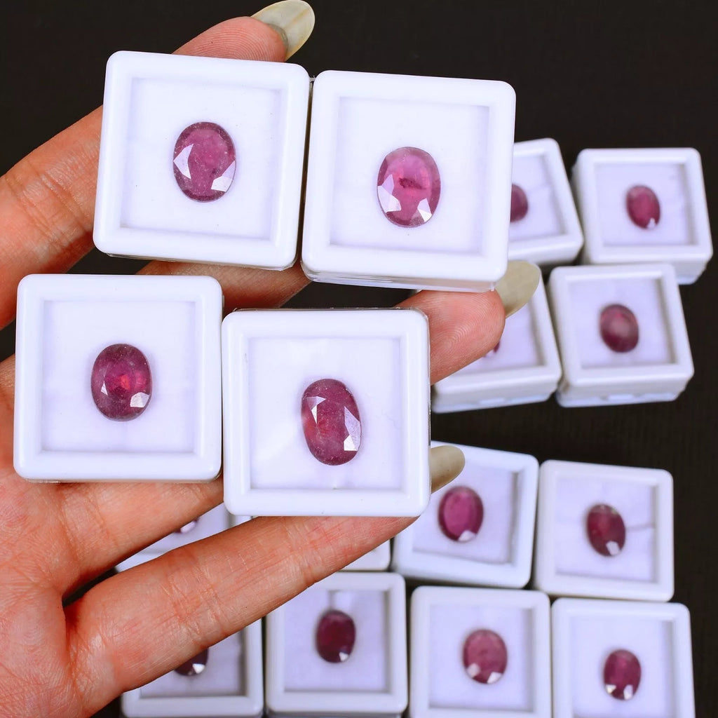 Certified 16 pcs Natural Red Ruby Gemstone Mozambique Oval Shape 10mm-13mm Lot