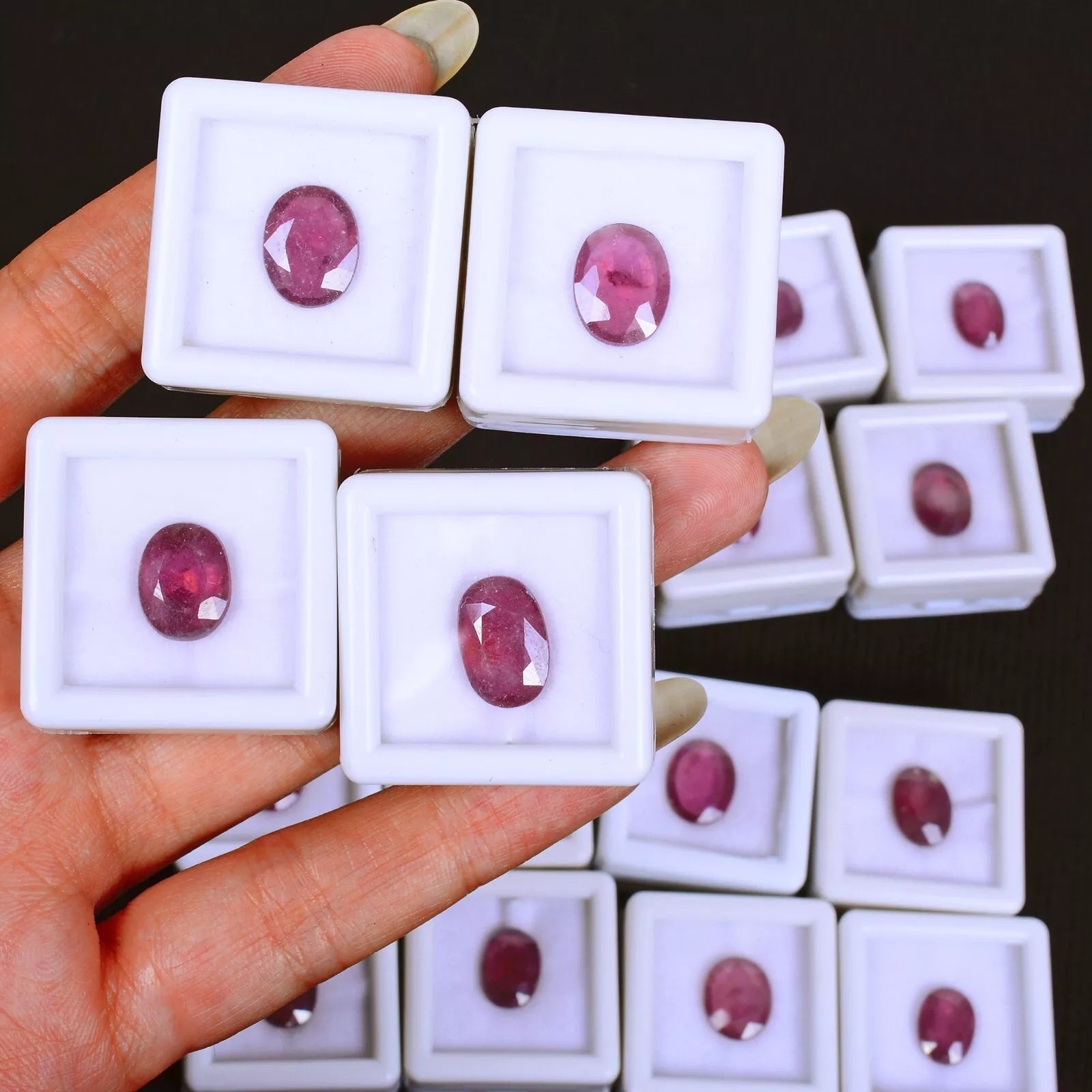 Certified 16 pcs Natural Red Ruby Gemstone Mozambique Oval Shape 10mm-13mm Lot