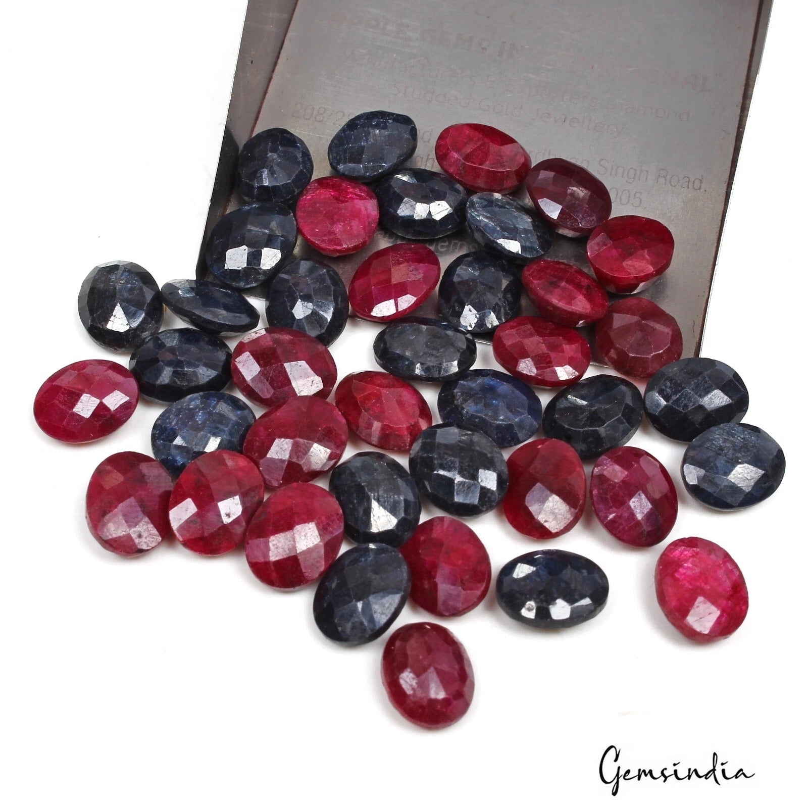 Ruby Lot, Loose Gemstone, Oval Cut, Color Enhanced — 40 Pieces, 10mm, 143.60 Ct, Madagascar