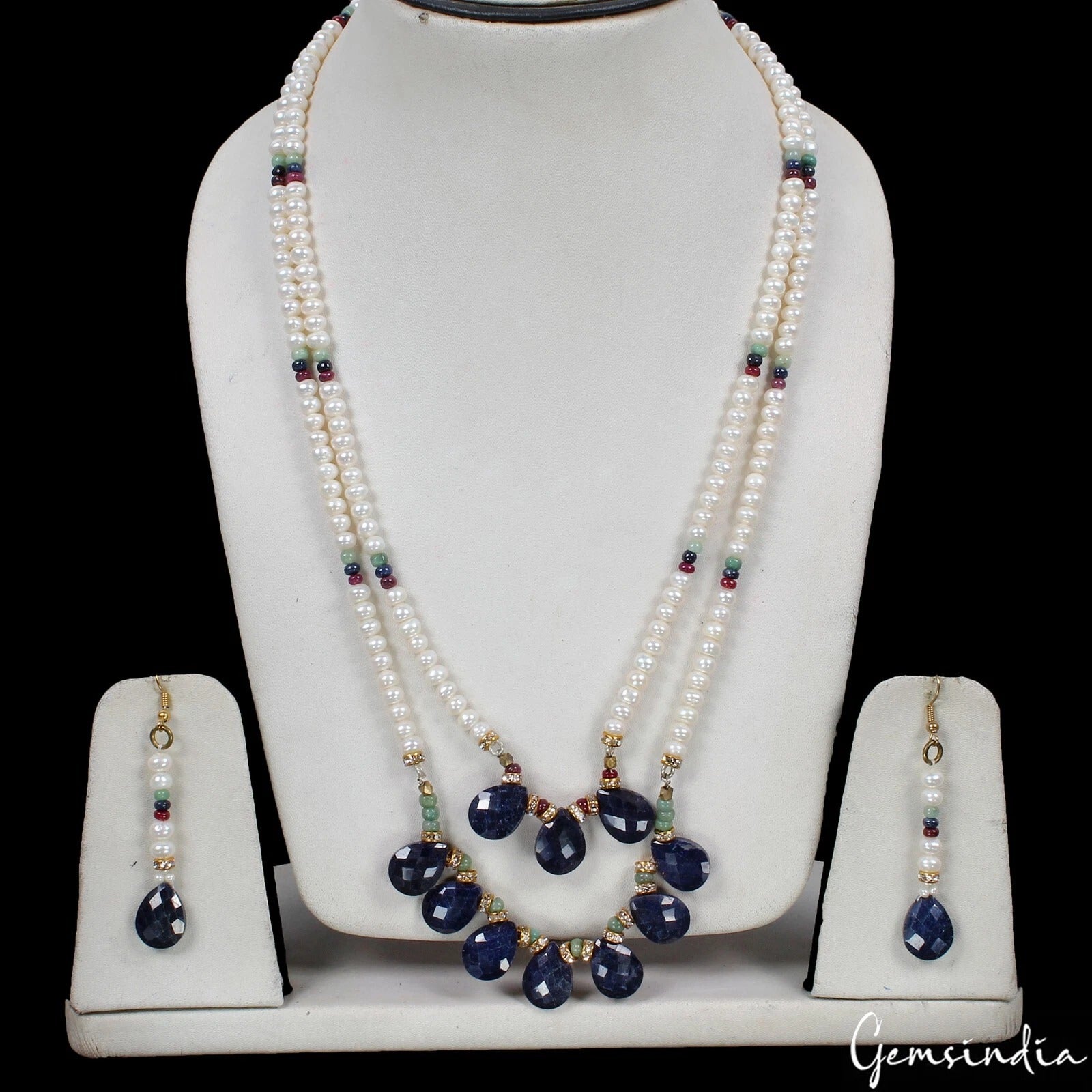 Pearl Necklace, Color Enhanced, White — 21 Inch, India