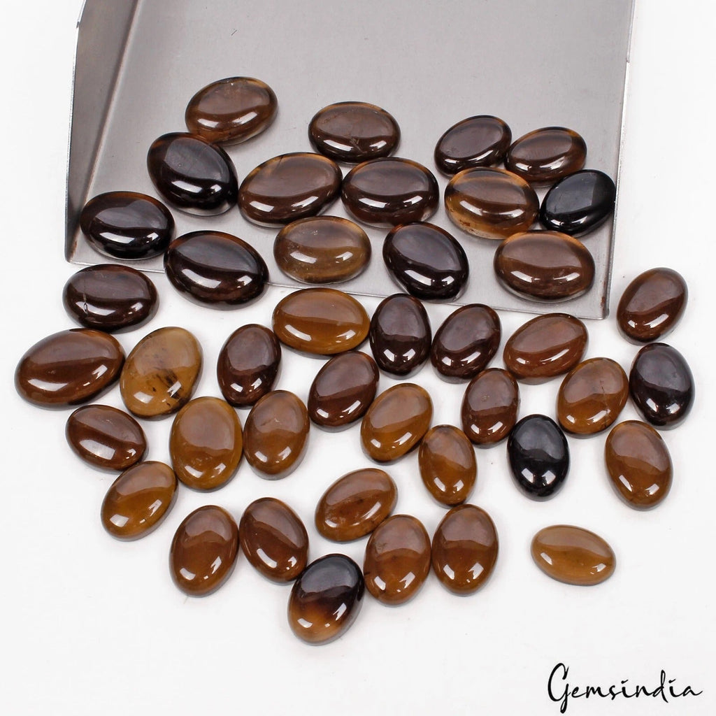 279.40 Ct Natural Brown Smoky Quartz Oval Cabochon 12-17mm Loose Gemstones~42 Pc