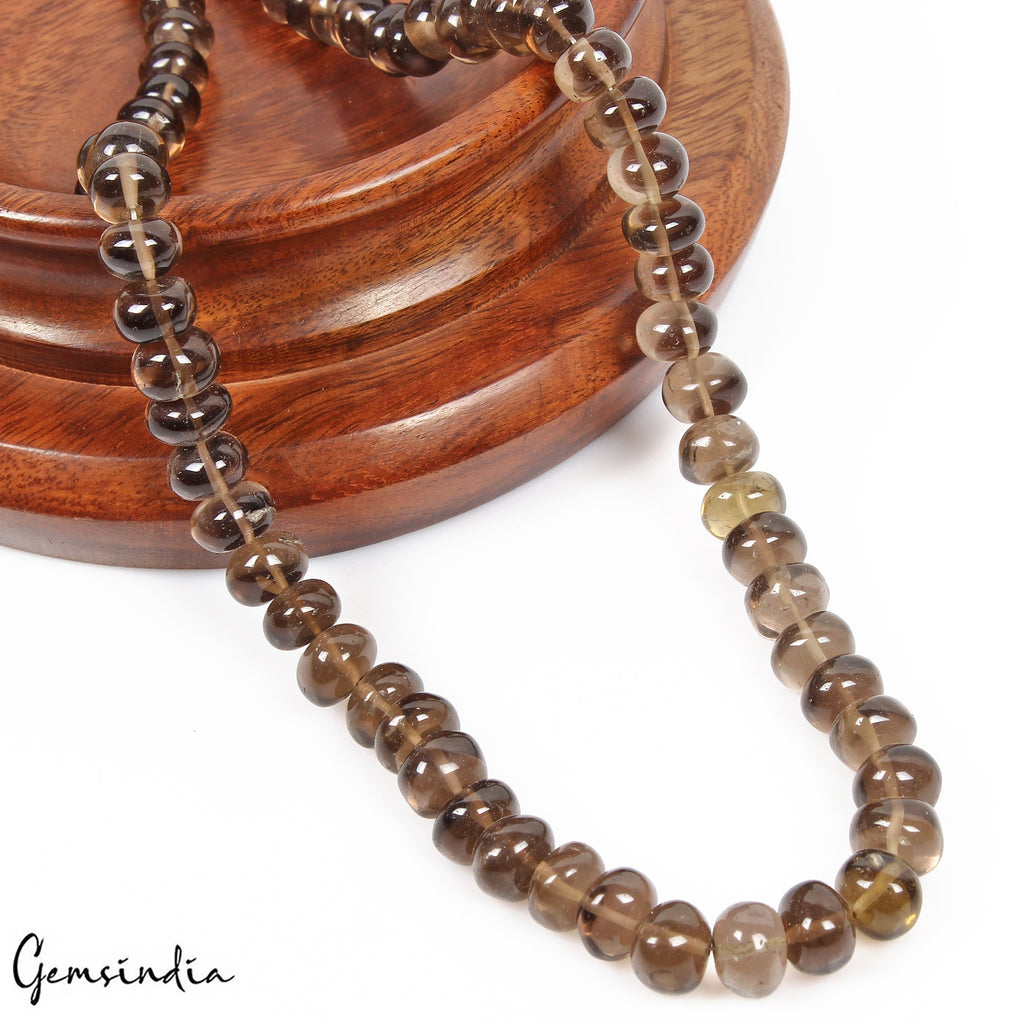 370 Cts Natural Untreated Brown Smoky Quartz Round Beaded Single Strand Necklace