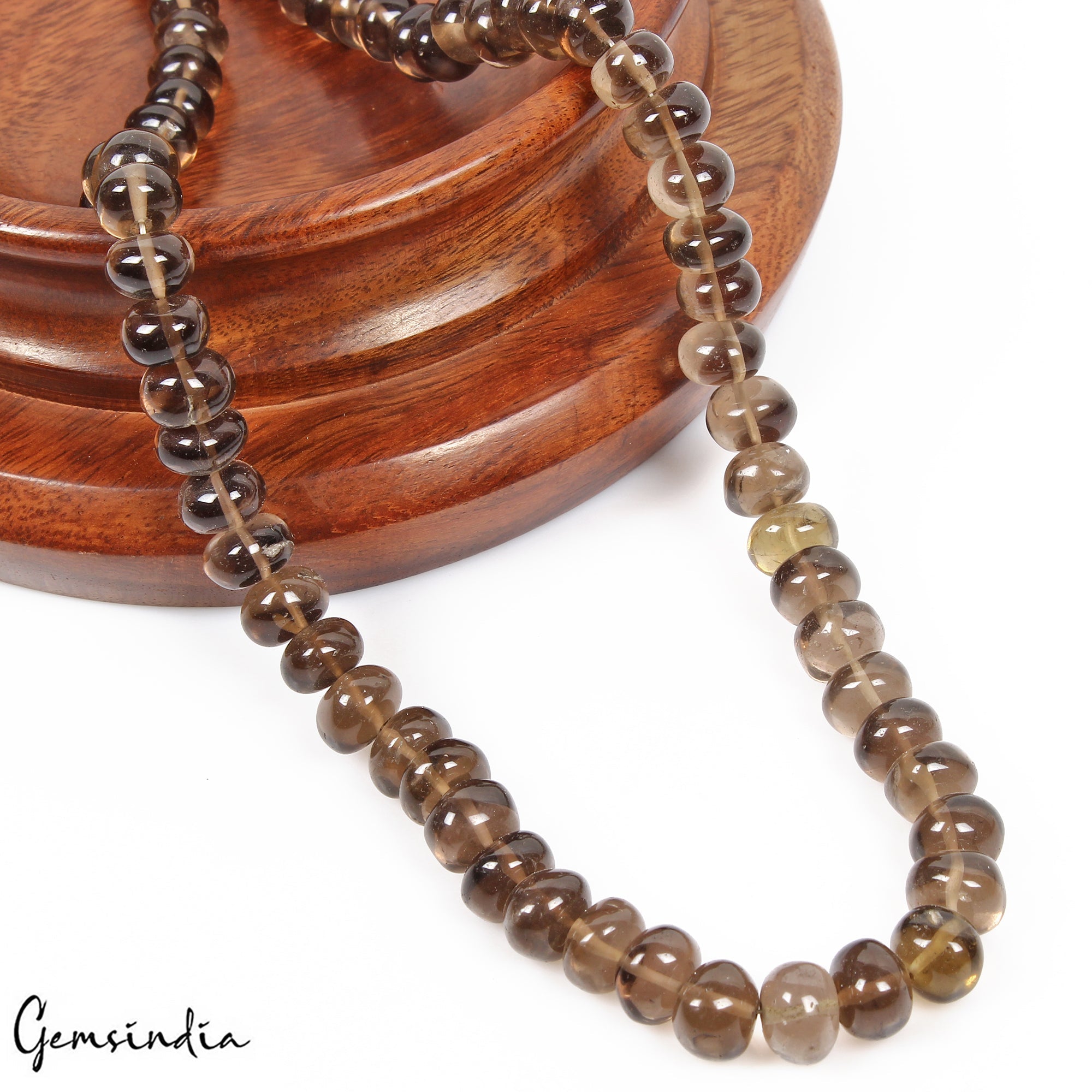 370 Cts Natural Untreated Brown Smoky Quartz Round Beaded Single Strand Necklace