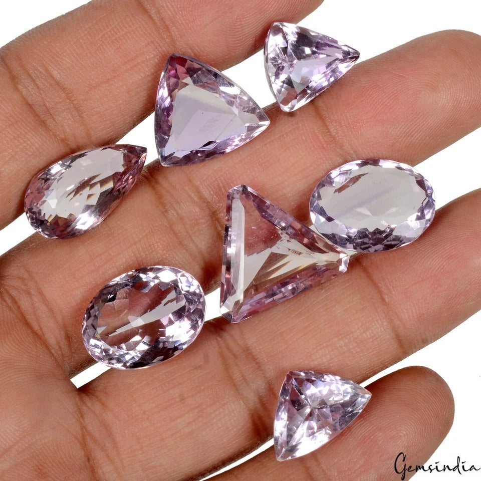 81.20 Cts/7 Pcs Natural Purple Untreated Amethyst Mix Cut Loose Gems For Jewelr
