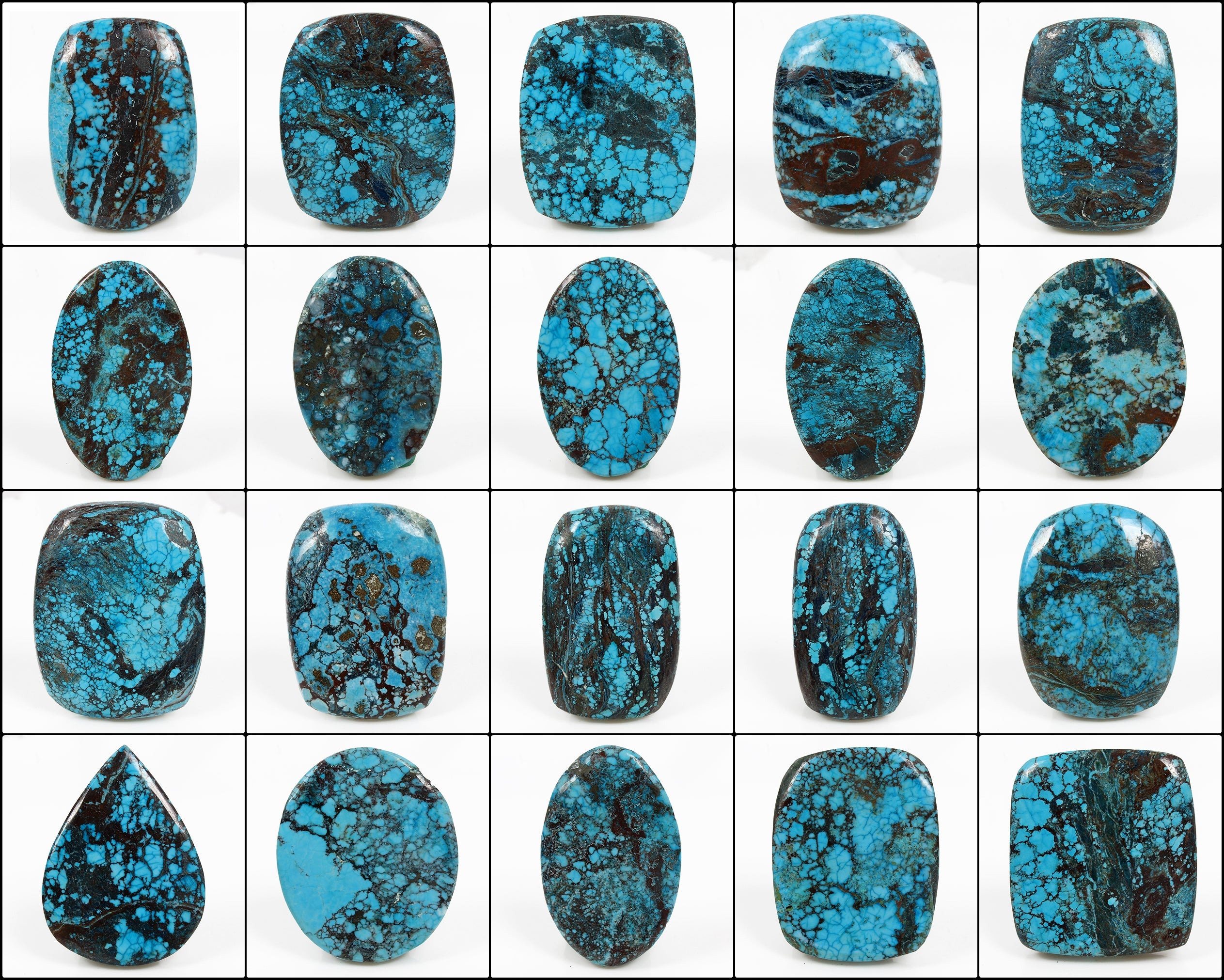 AAA 1900Ct Natural Spiderweb Blue Arizona Turquoise Loose 38-53mm Gemstones~20Pc