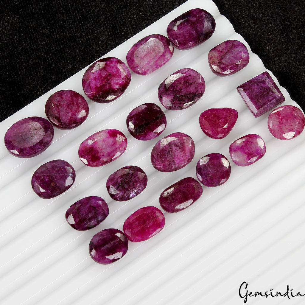 220 Ct Natural Pink Bixbite Beryl Mix Cut Loose Faceted 12-18mm Gemstones~21 Pcs