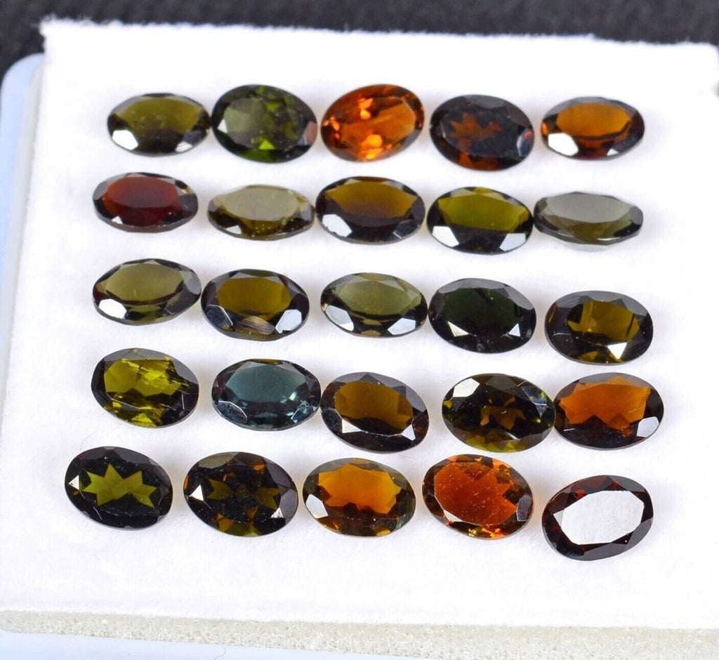 17.50Ct/25 Pc Natural Untreated Multi Color Tourmaline 7x5mm Oval Calibrated Gem
